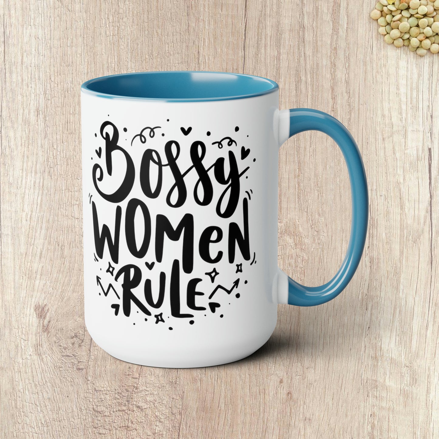 BOSSY WOMEN RULE  - Two-Tone Coffee Mug - 15oz - 5 Color Options