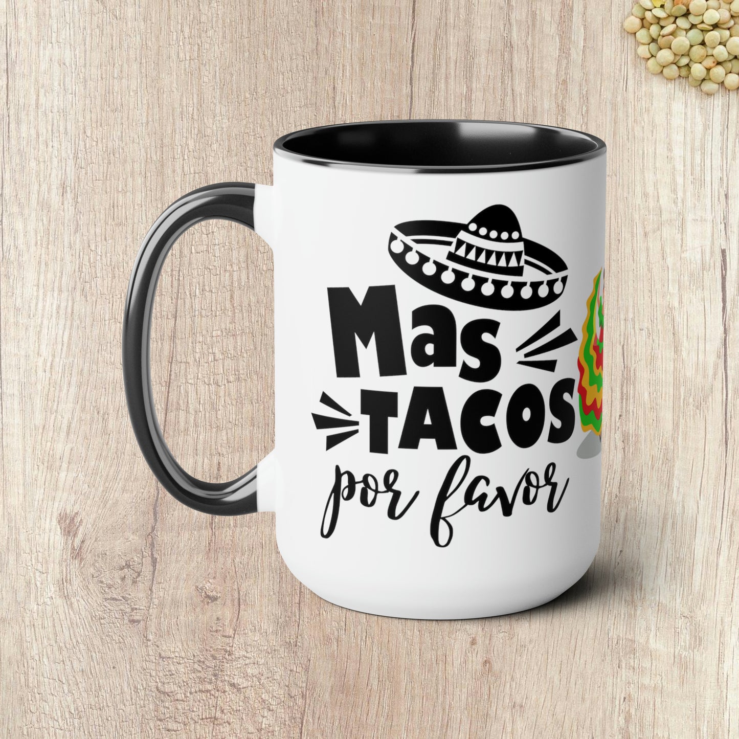 MAS TACOS POR FAVOR - Two-Tone Coffee Mug - 15oz - 5 Color Options