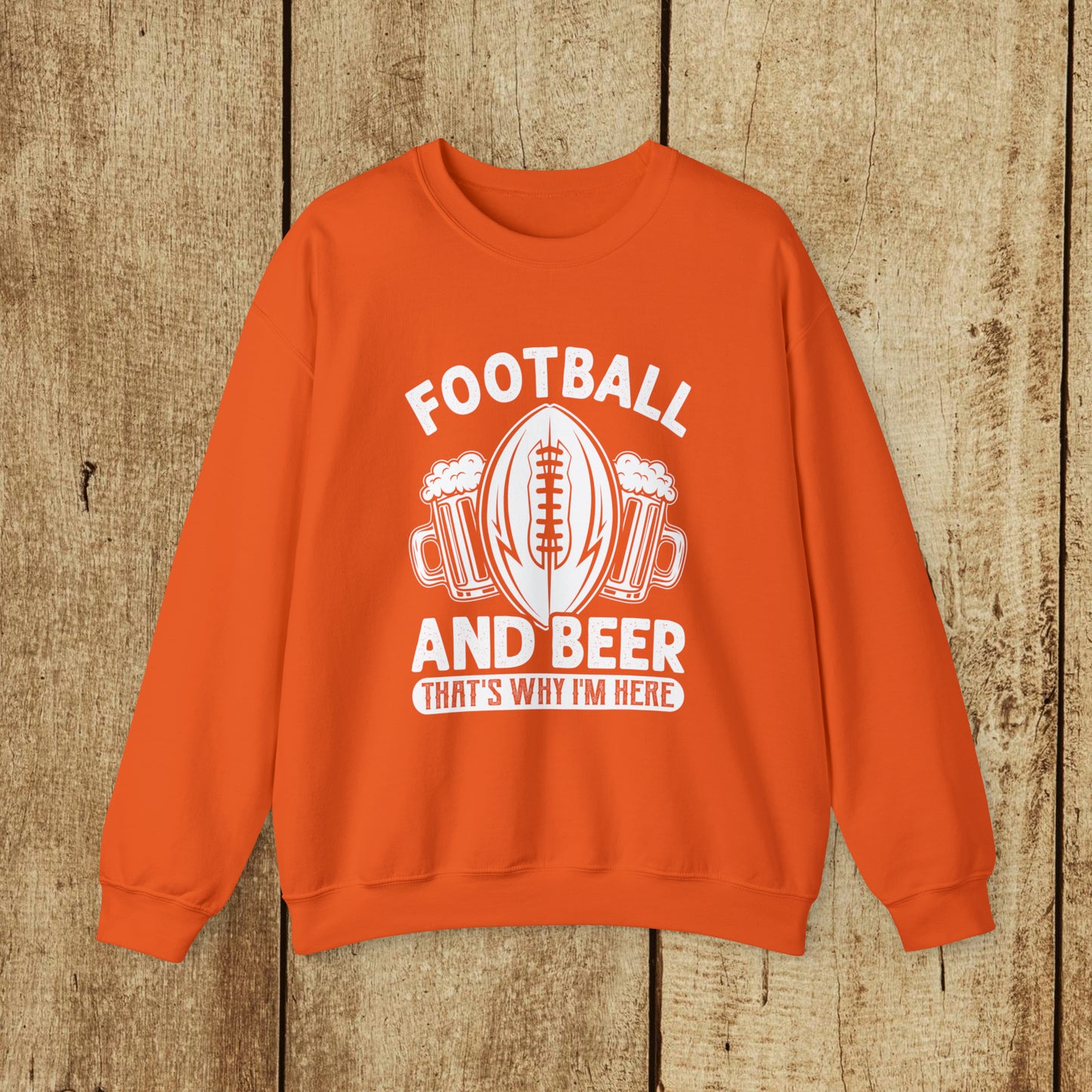 FOOTBALL AND BEER - THAT'S WHY I'M HERE  - WOMEN - Heavy Blend™ Crewneck Sweatshirt - 12 Colors - Sizes to 3XL