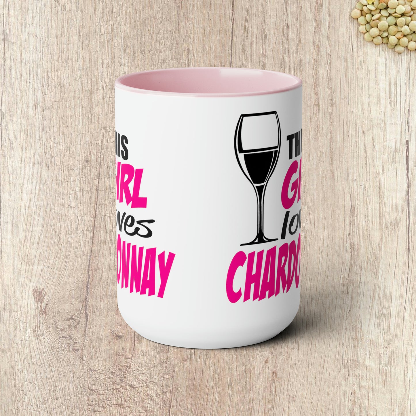 THIS GIRL LOVES CHARDONNAY - Two-Tone Coffee Mug - 15oz - 5 Color Options