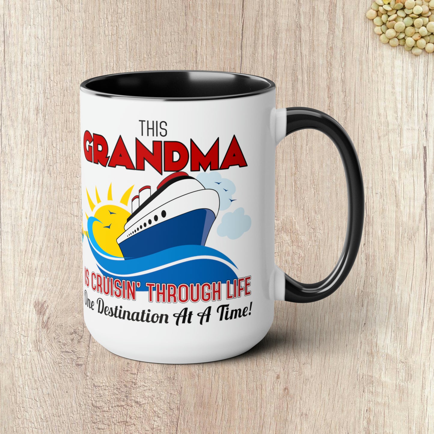 THIS GRANDMA IS CRUISIN THROUGH LIFE  - Two-Tone Coffee Mug - 15oz - 5 Color Options