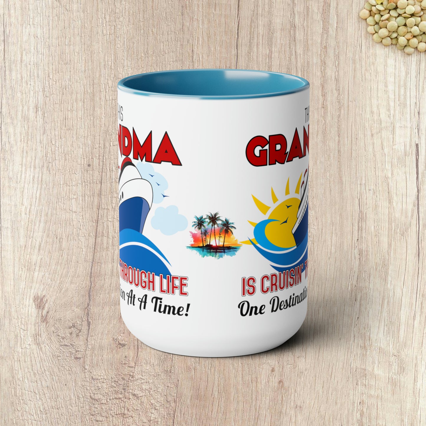 THIS GRANDMA IS CRUISIN THROUGH LIFE  - Two-Tone Coffee Mug - 15oz - 5 Color Options