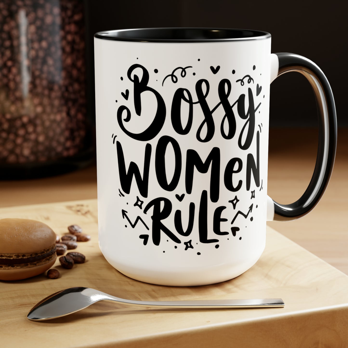 BOSSY WOMEN RULE  - Two-Tone Coffee Mug - 15oz - 5 Color Options