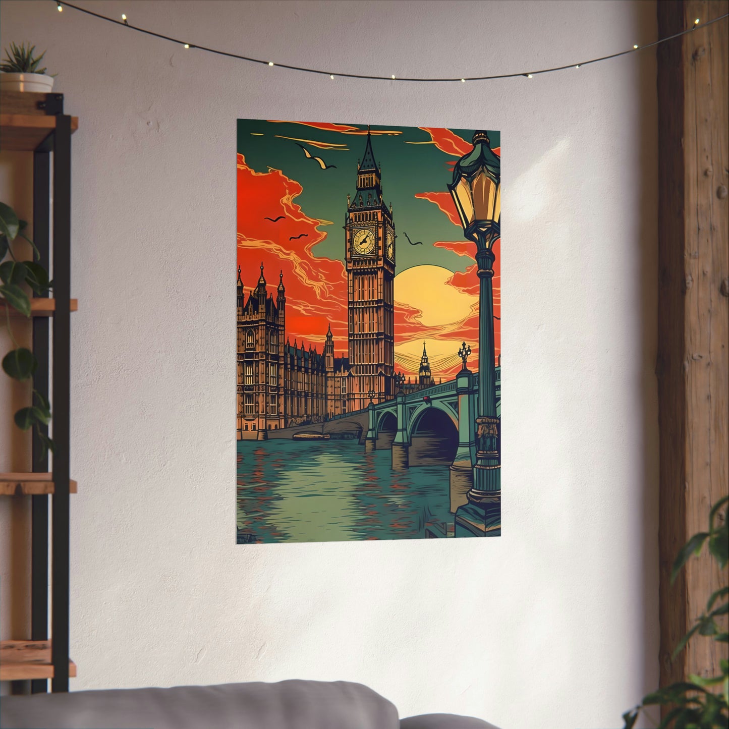 Big Ben - London Sunset - Vintage Travel Graphic - Museum Quality Poster