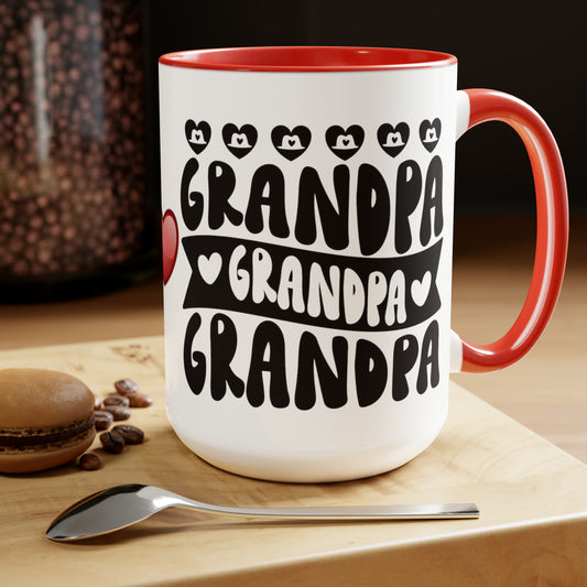 GRANDPA  - Two-Tone Coffee Mug - 15oz - 5 Color Options