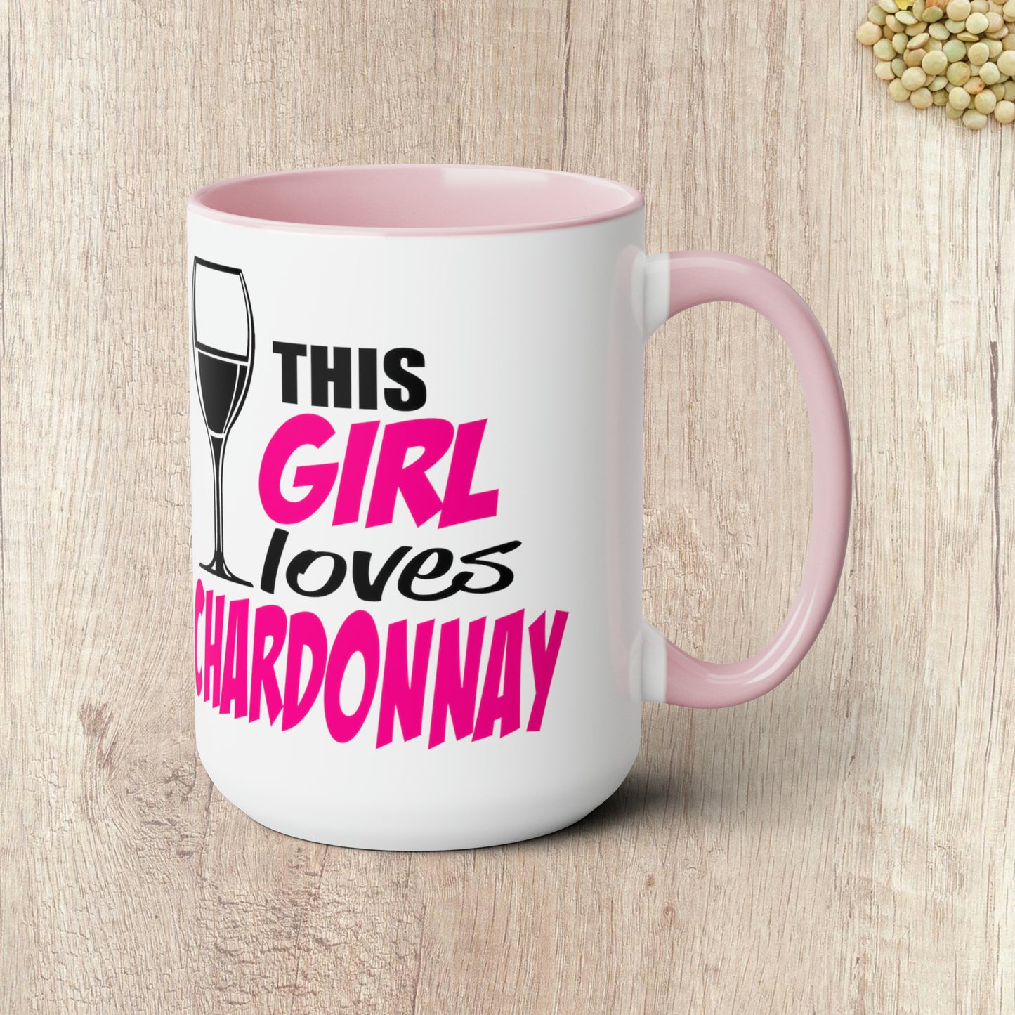 THIS GIRL LOVES CHARDONNAY - Two-Tone Coffee Mug - 15oz - 5 Color Options