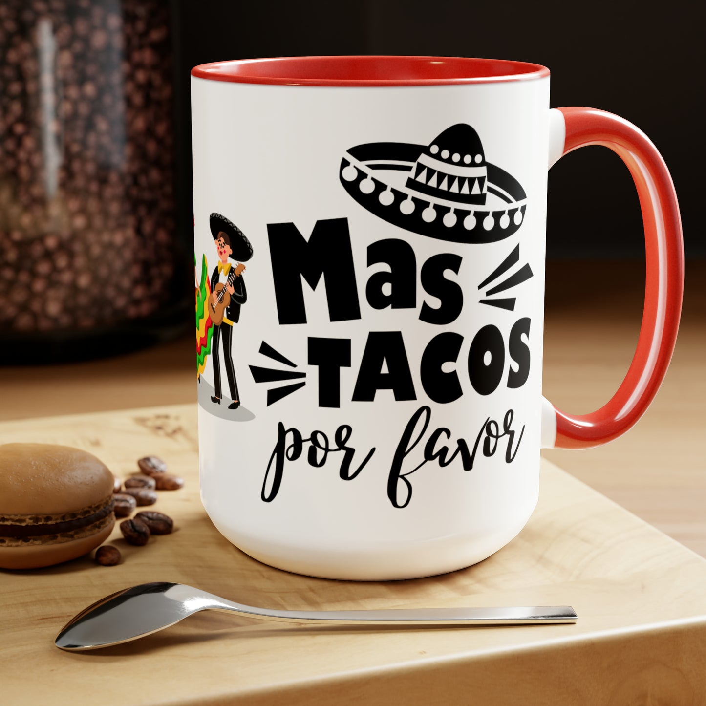 MAS TACOS POR FAVOR - Two-Tone Coffee Mug - 15oz - 5 Color Options