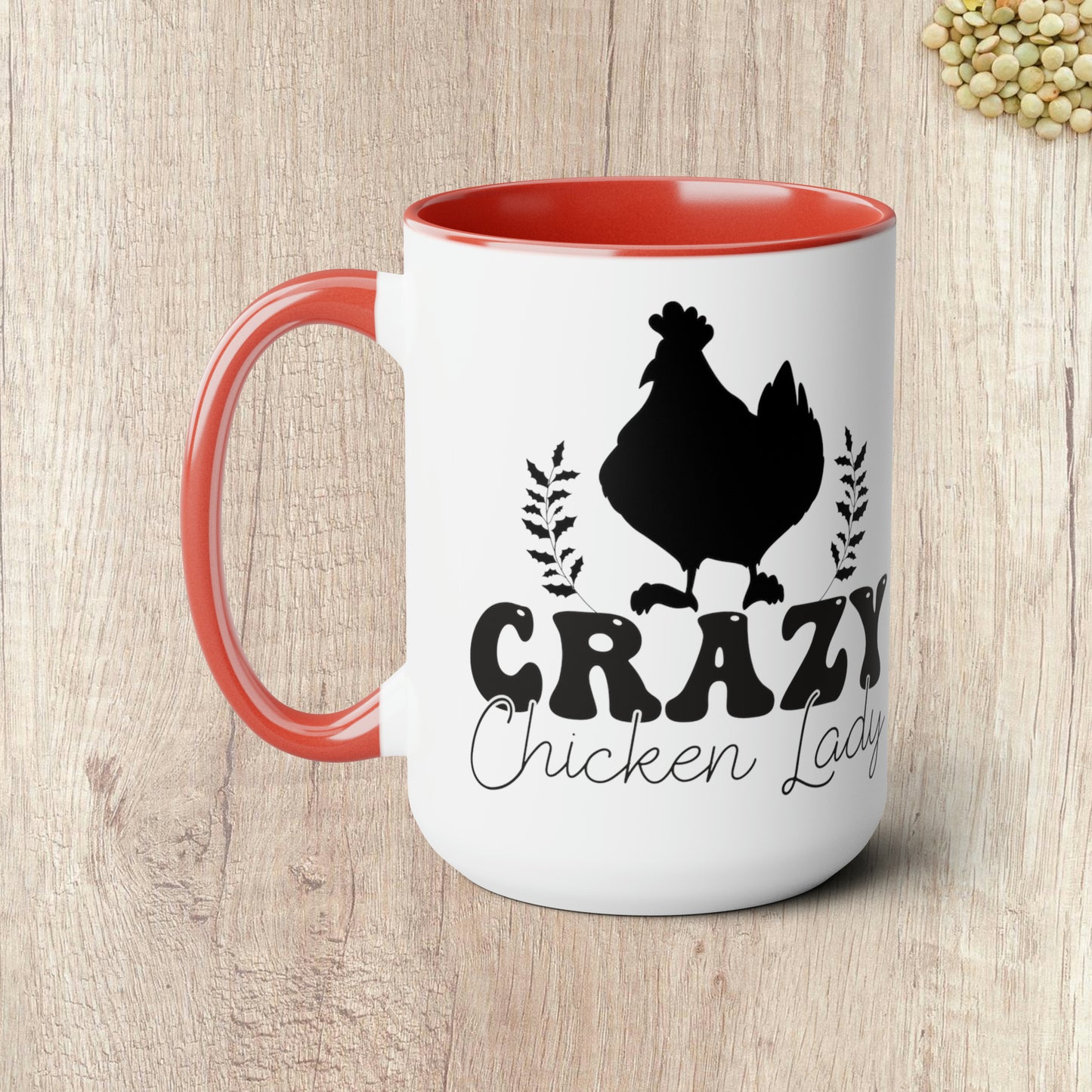 CRAZY CHICKEN LADY  - Two-Tone Coffee Mug - 15oz - 5 Color Options