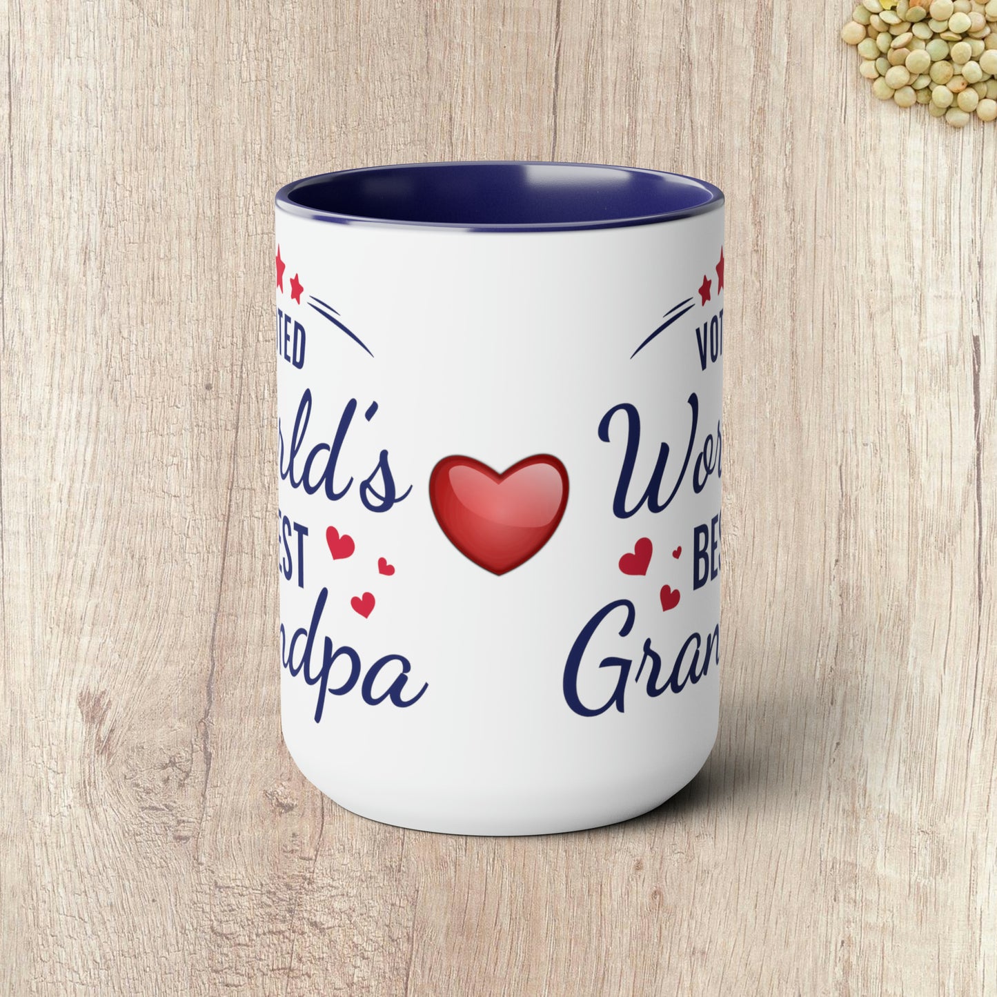 VOTED WORLD'S BEST GRANDPA - Two-Tone Coffee Mug - 15oz - 5 Color Options