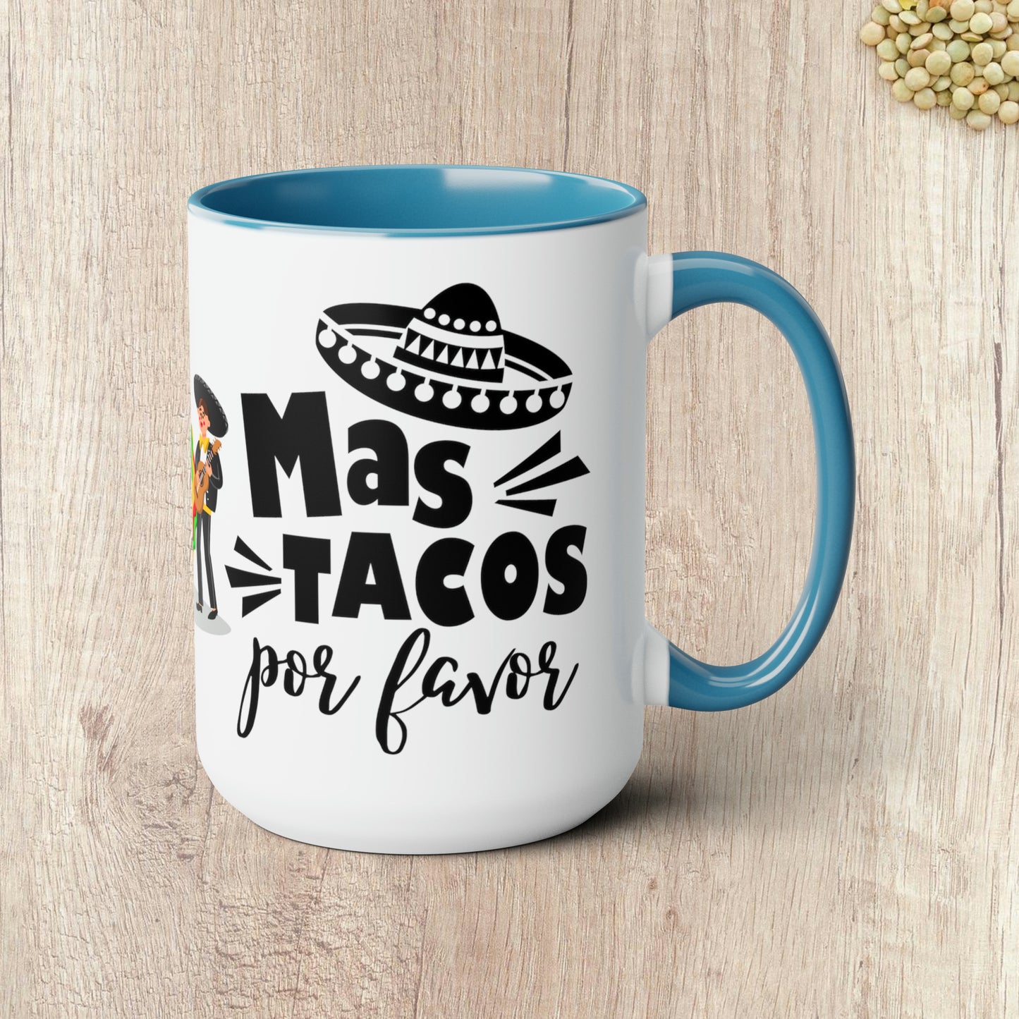 MAS TACOS POR FAVOR - Two-Tone Coffee Mug - 15oz - 5 Color Options