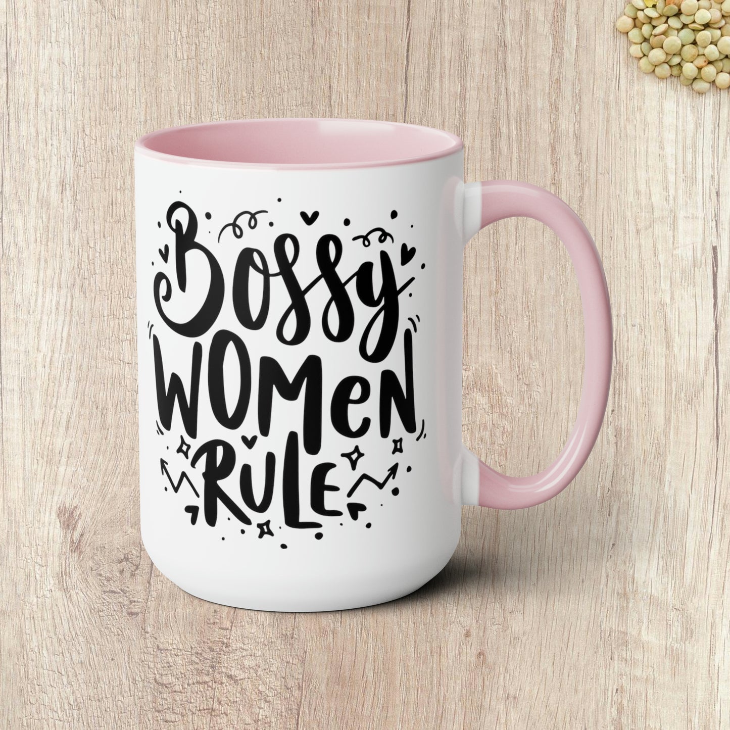 BOSSY WOMEN RULE  - Two-Tone Coffee Mug - 15oz - 5 Color Options