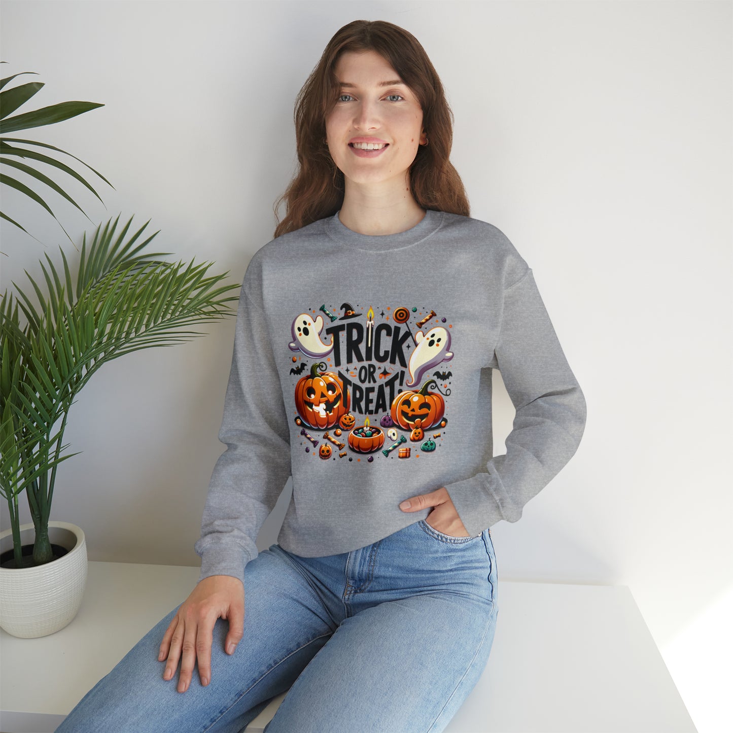 TRICK OR TREAT  - Heavy Blend™ Crewneck Sweatshirt - 11 Colors - Sizes to 3XL