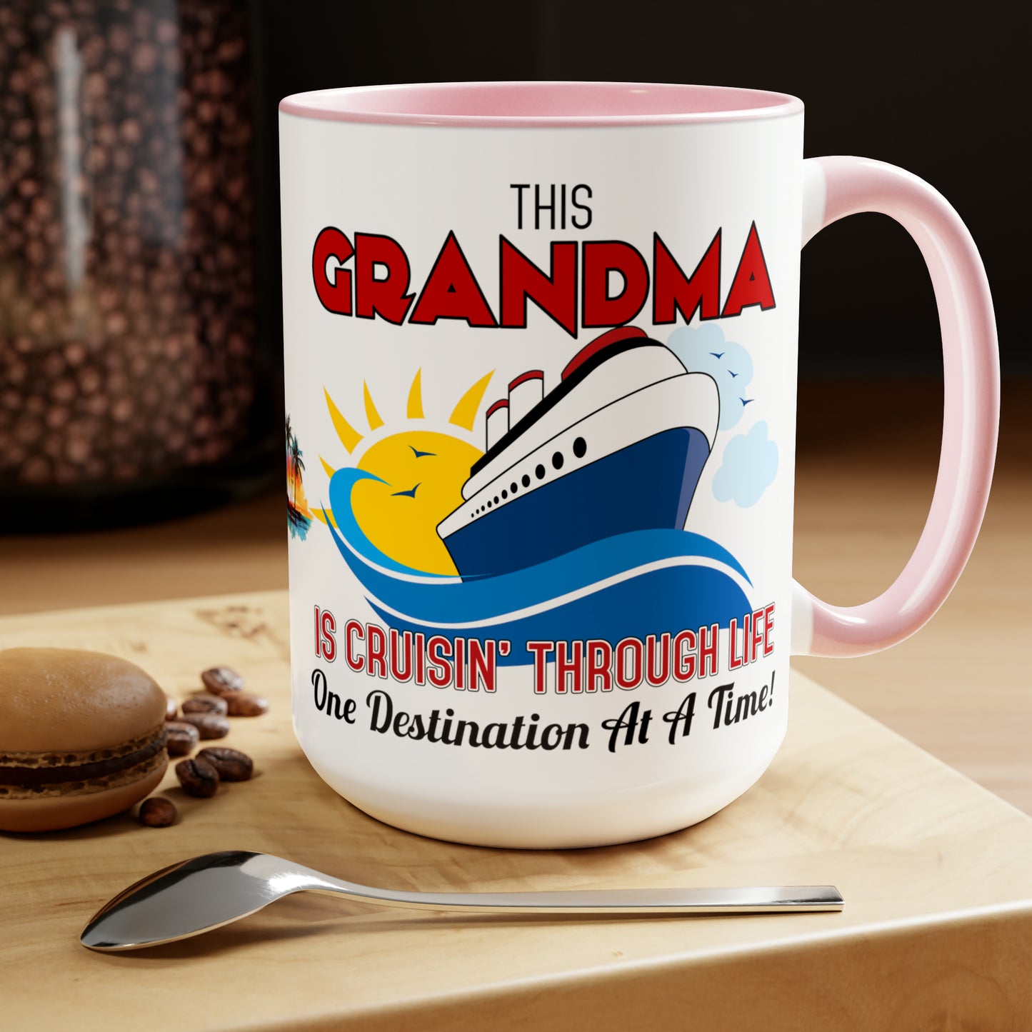 THIS GRANDMA IS CRUISIN THROUGH LIFE  - Two-Tone Coffee Mug - 15oz - 5 Color Options