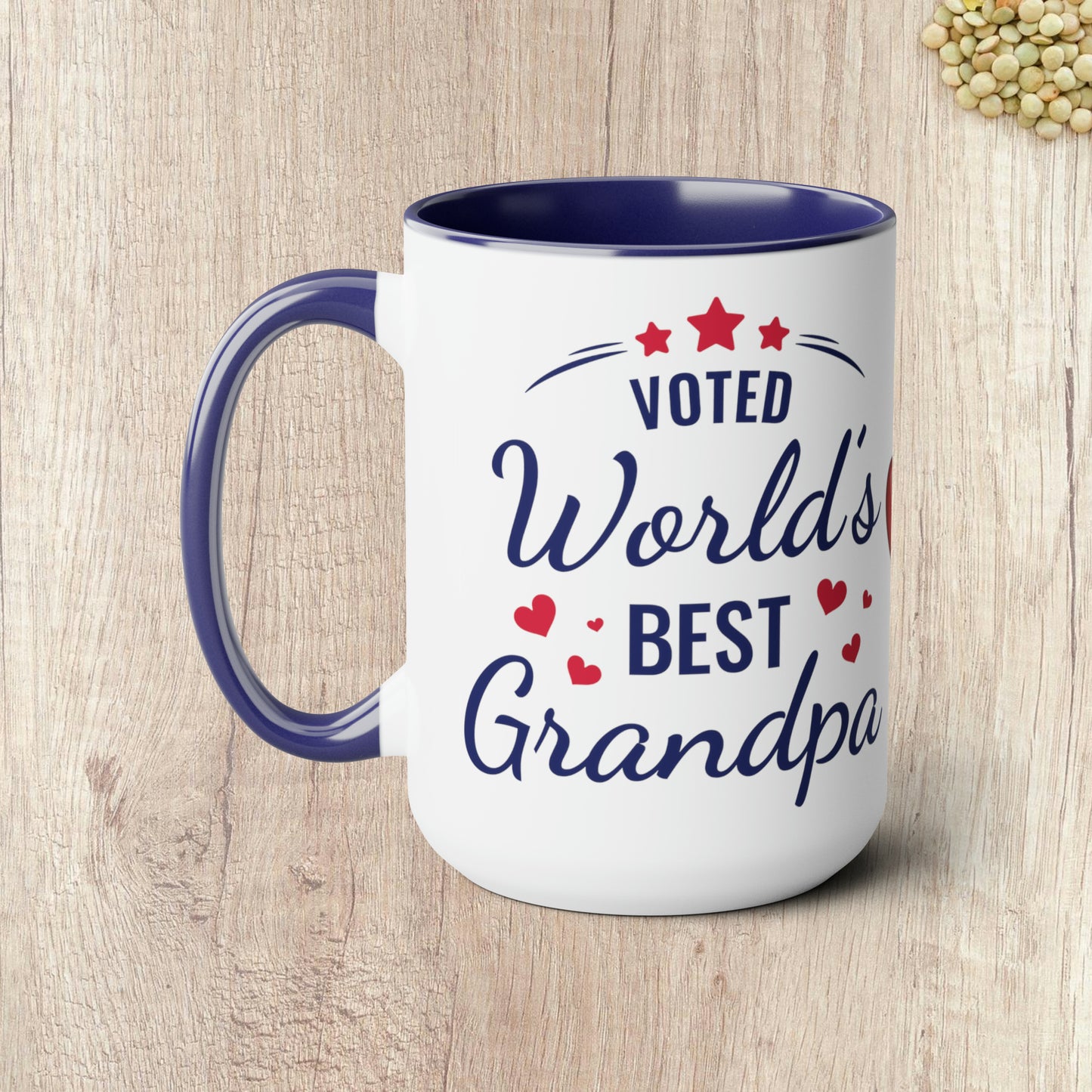 VOTED WORLD'S BEST GRANDPA - Two-Tone Coffee Mug - 15oz - 5 Color Options