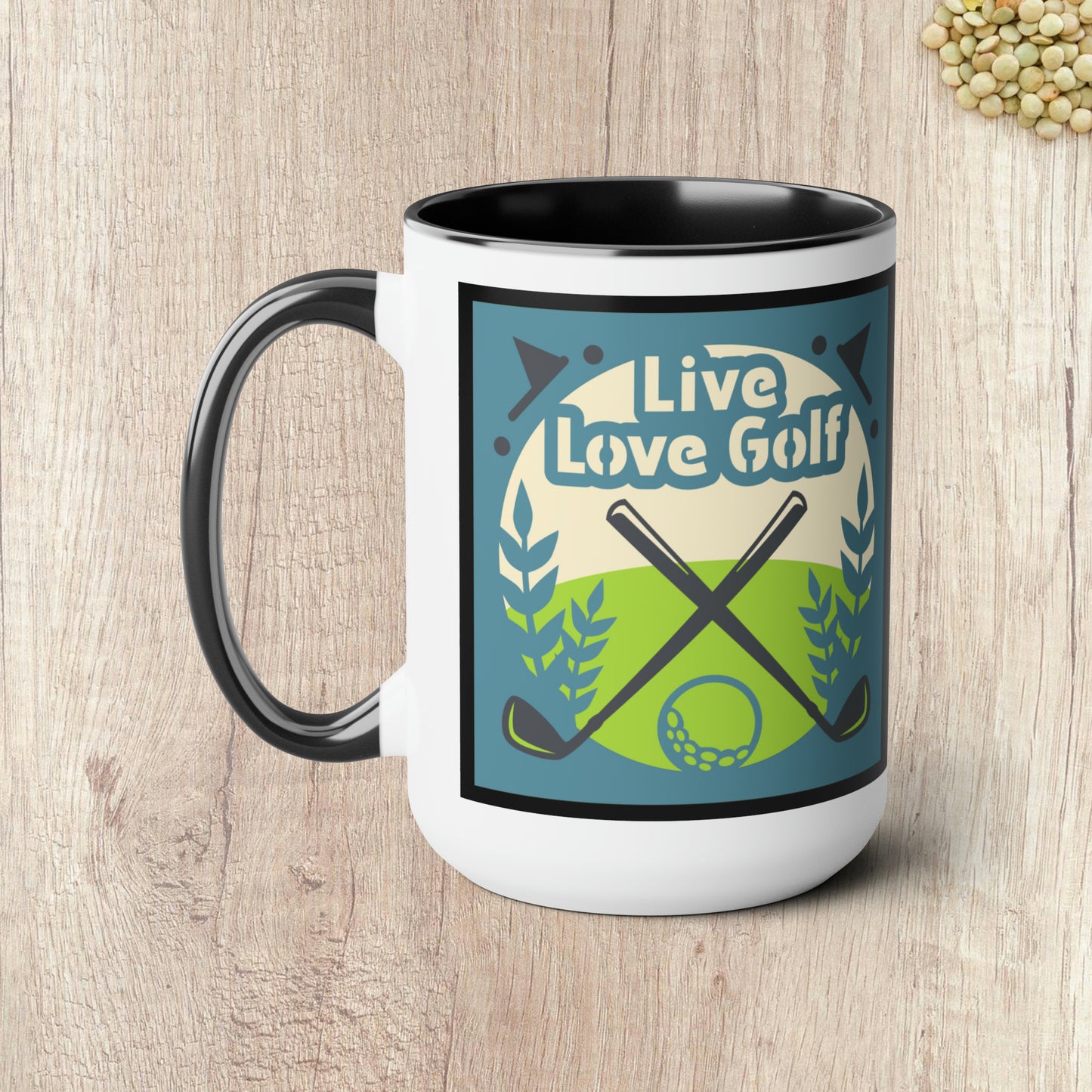 THE OLDER I GET THE HARDER IT IS TO FIND MY BALLS - LIVE LOVE GOLF  - Two-Tone Coffee Mug - 15oz - 5 Color Options