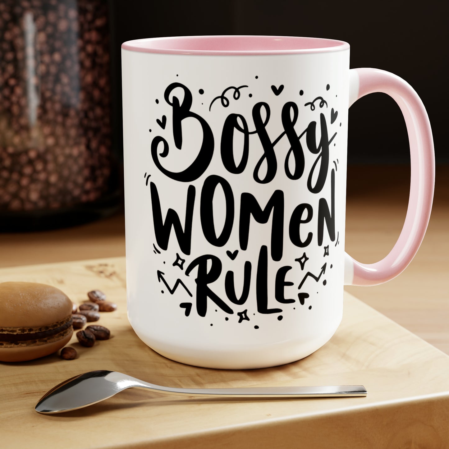 BOSSY WOMEN RULE  - Two-Tone Coffee Mug - 15oz - 5 Color Options