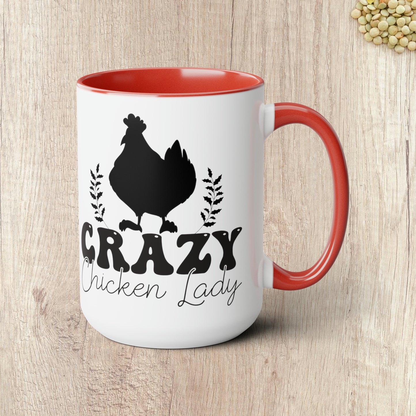 CRAZY CHICKEN LADY  - Two-Tone Coffee Mug - 15oz - 5 Color Options