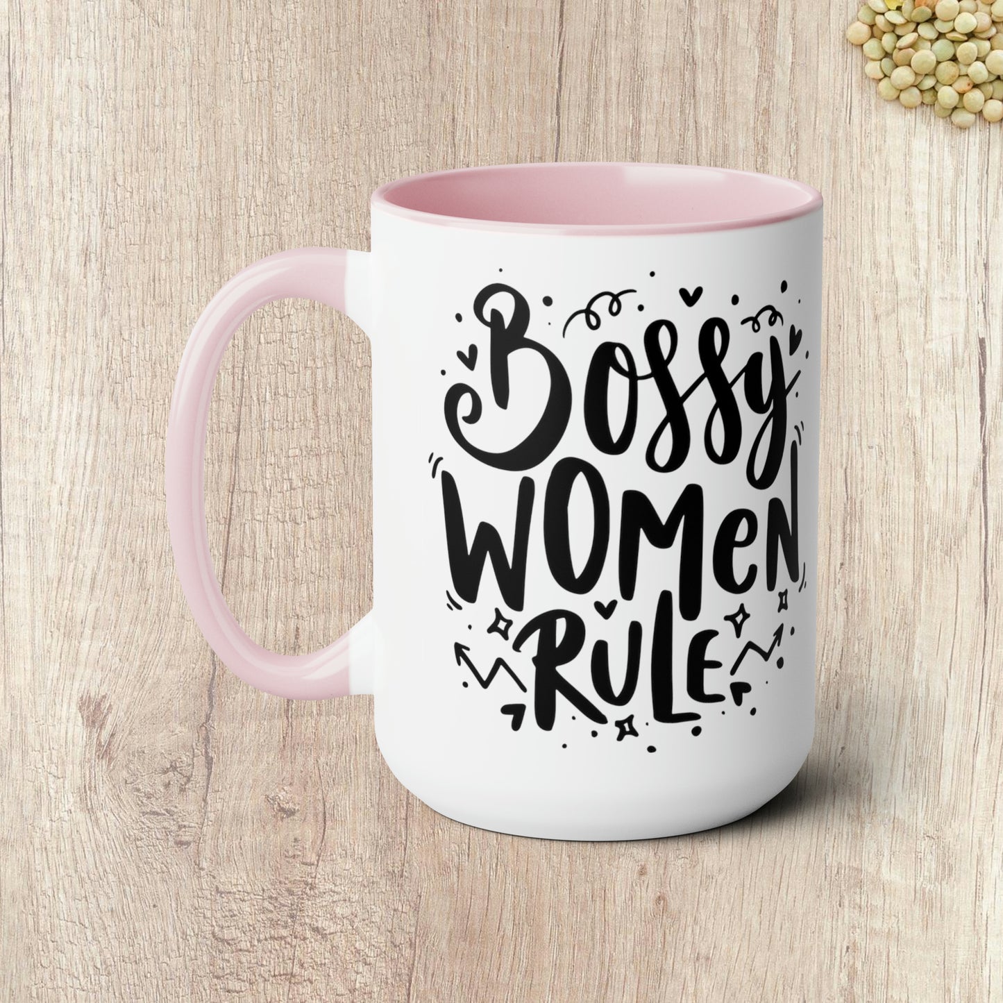 BOSSY WOMEN RULE  - Two-Tone Coffee Mug - 15oz - 5 Color Options