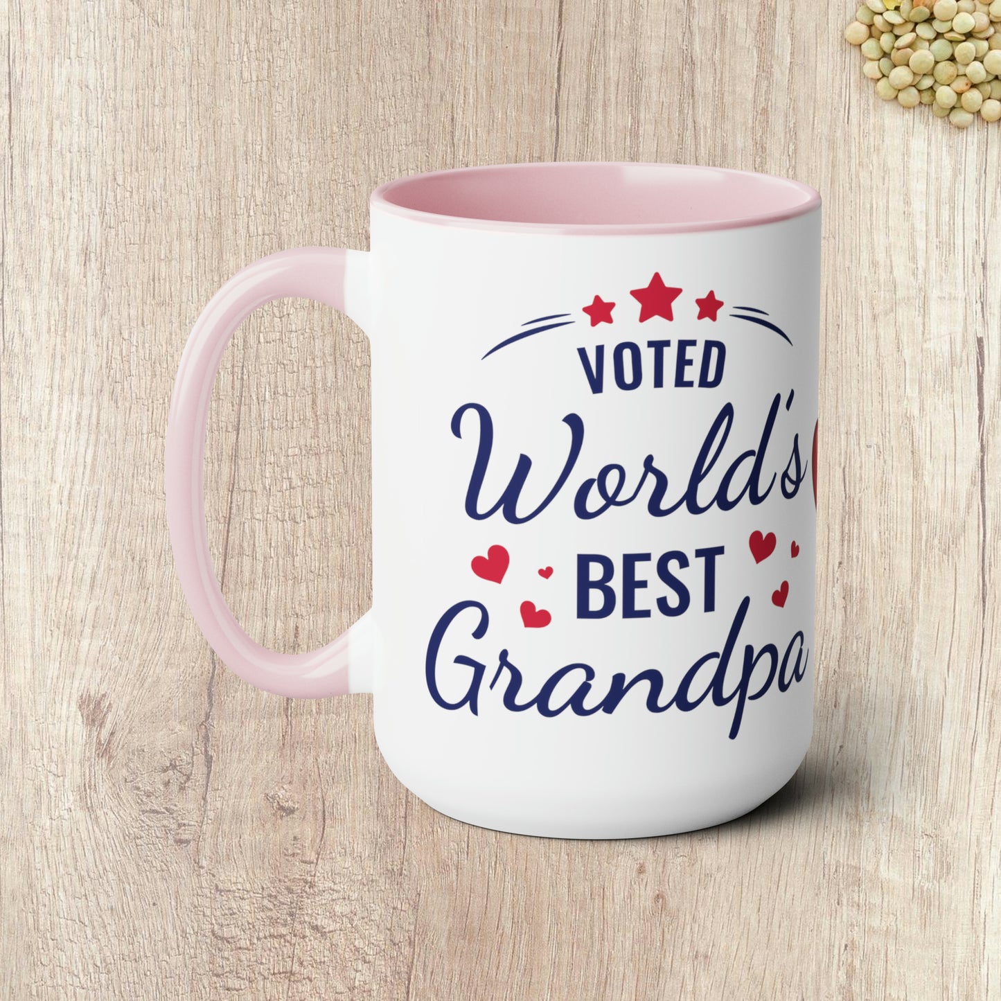 VOTED WORLD'S BEST GRANDPA - Two-Tone Coffee Mug - 15oz - 5 Color Options