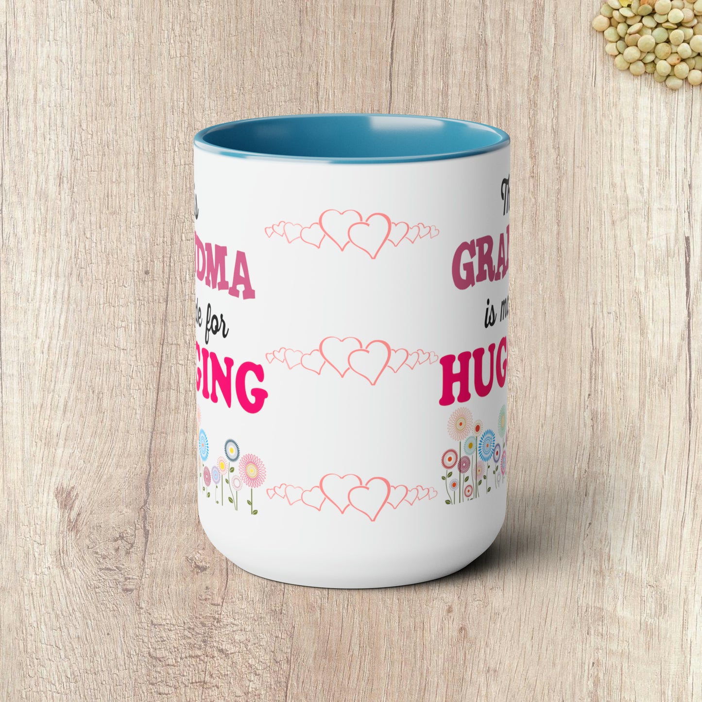 THIS GRANDMA IS MADE FOR HUGGING  - Two-Tone Coffee Mug - 15oz - 5 Color Options