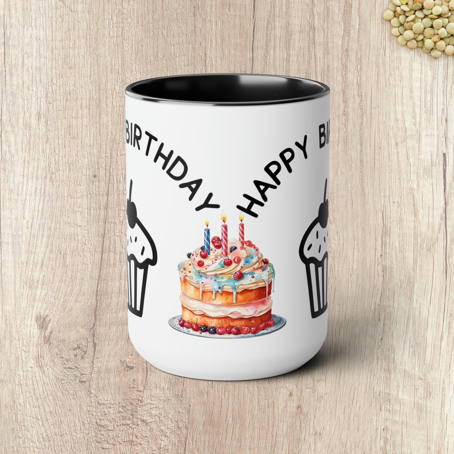 HAPPY BIRTHDAY  - Two-Tone Coffee Mug - 15oz - 5 Color Options