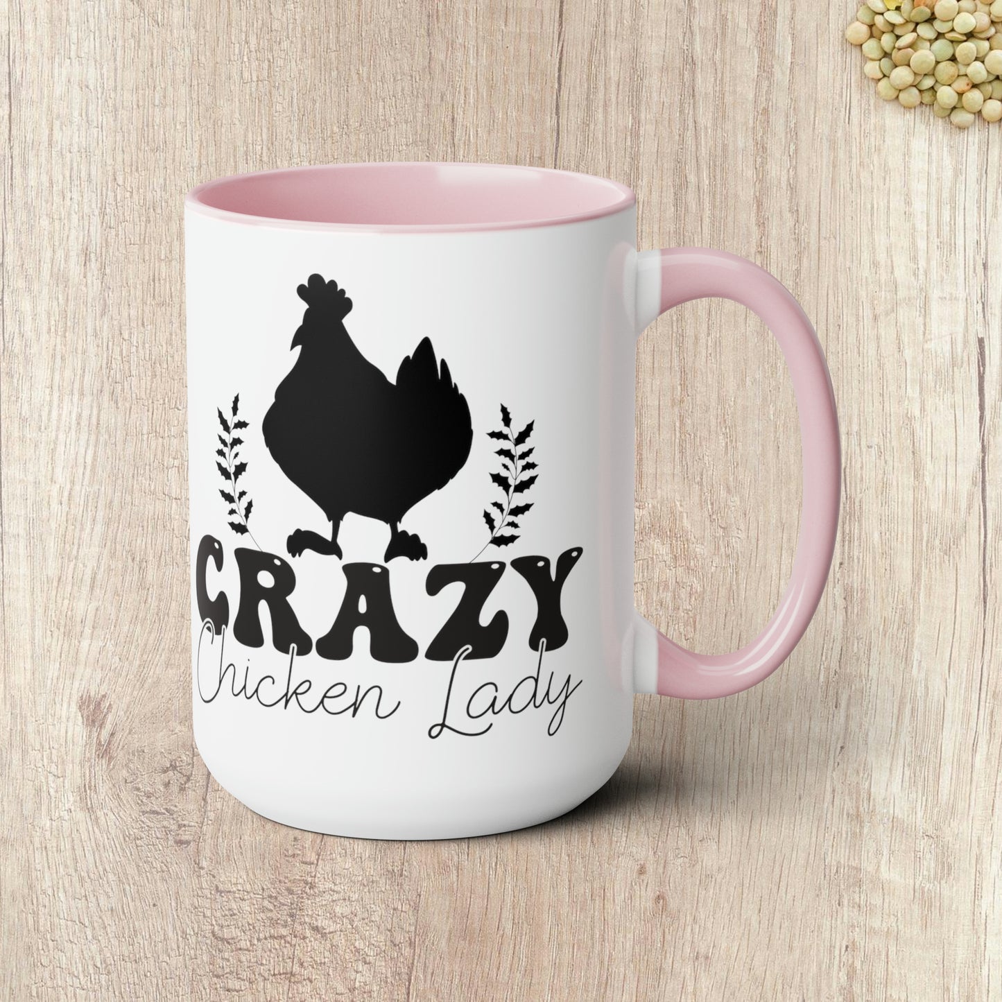 CRAZY CHICKEN LADY  - Two-Tone Coffee Mug - 15oz - 5 Color Options