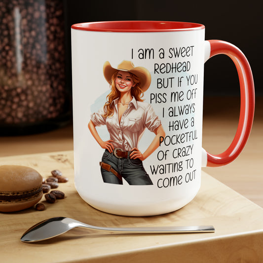 SWEET REDHEAD  - Two-Tone Coffee Mug - 15oz - 5 Color Options