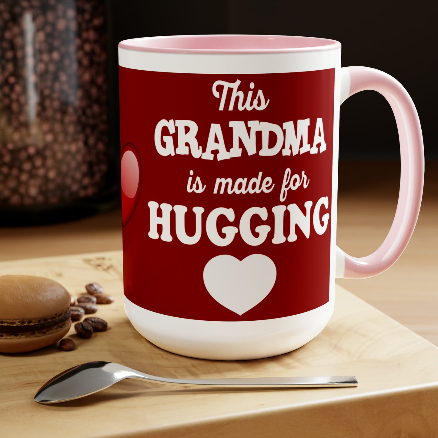 THIS GRANDMA IS MADE FOR HUGGING - Two-Tone Coffee Mug - 15oz - 5 Color Options