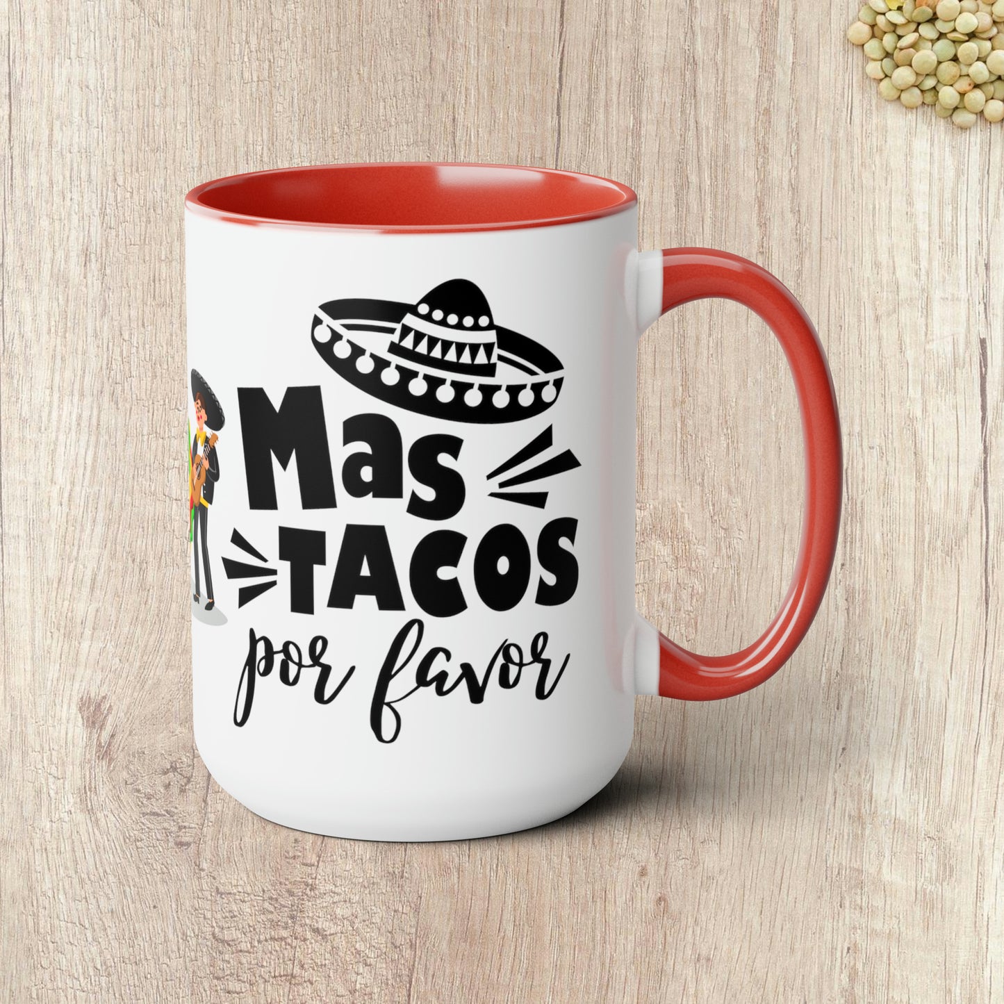 MAS TACOS POR FAVOR - Two-Tone Coffee Mug - 15oz - 5 Color Options