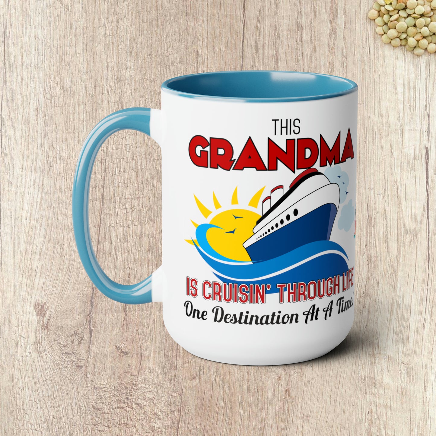 THIS GRANDMA IS CRUISIN THROUGH LIFE  - Two-Tone Coffee Mug - 15oz - 5 Color Options