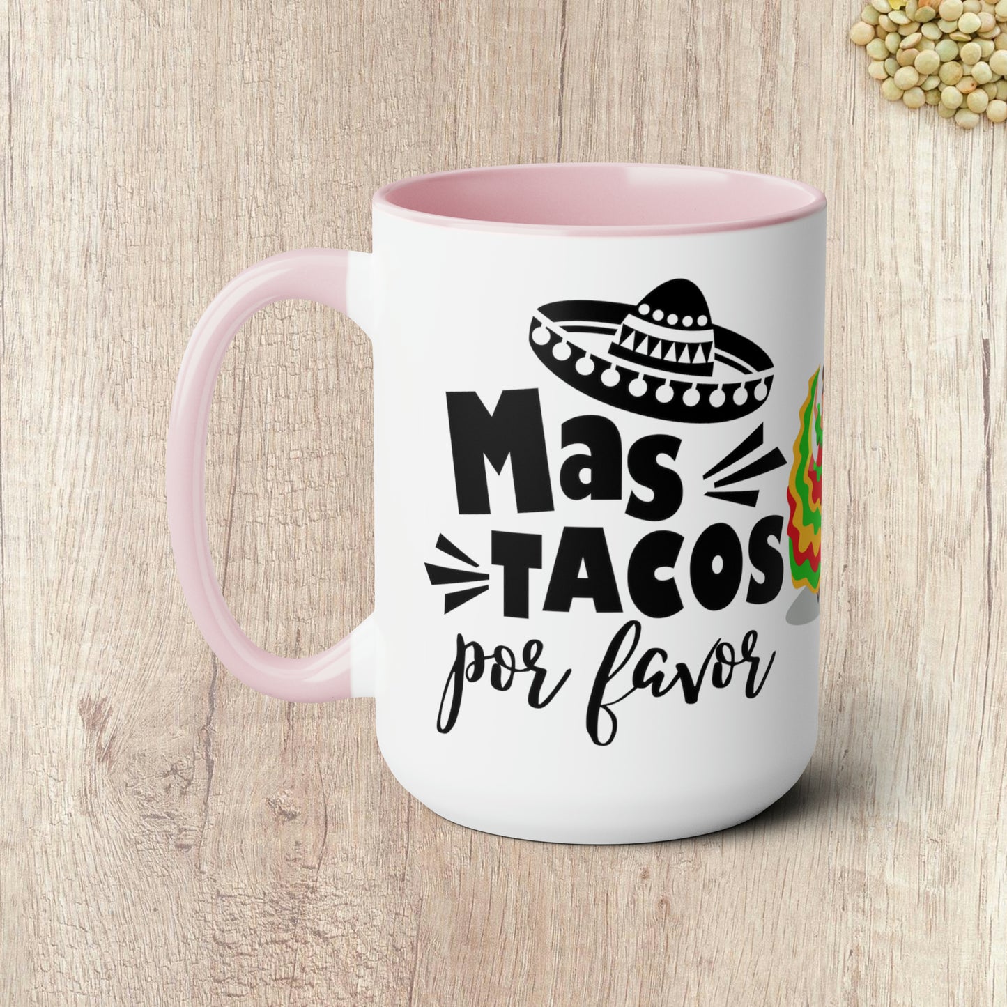 MAS TACOS POR FAVOR - Two-Tone Coffee Mug - 15oz - 5 Color Options