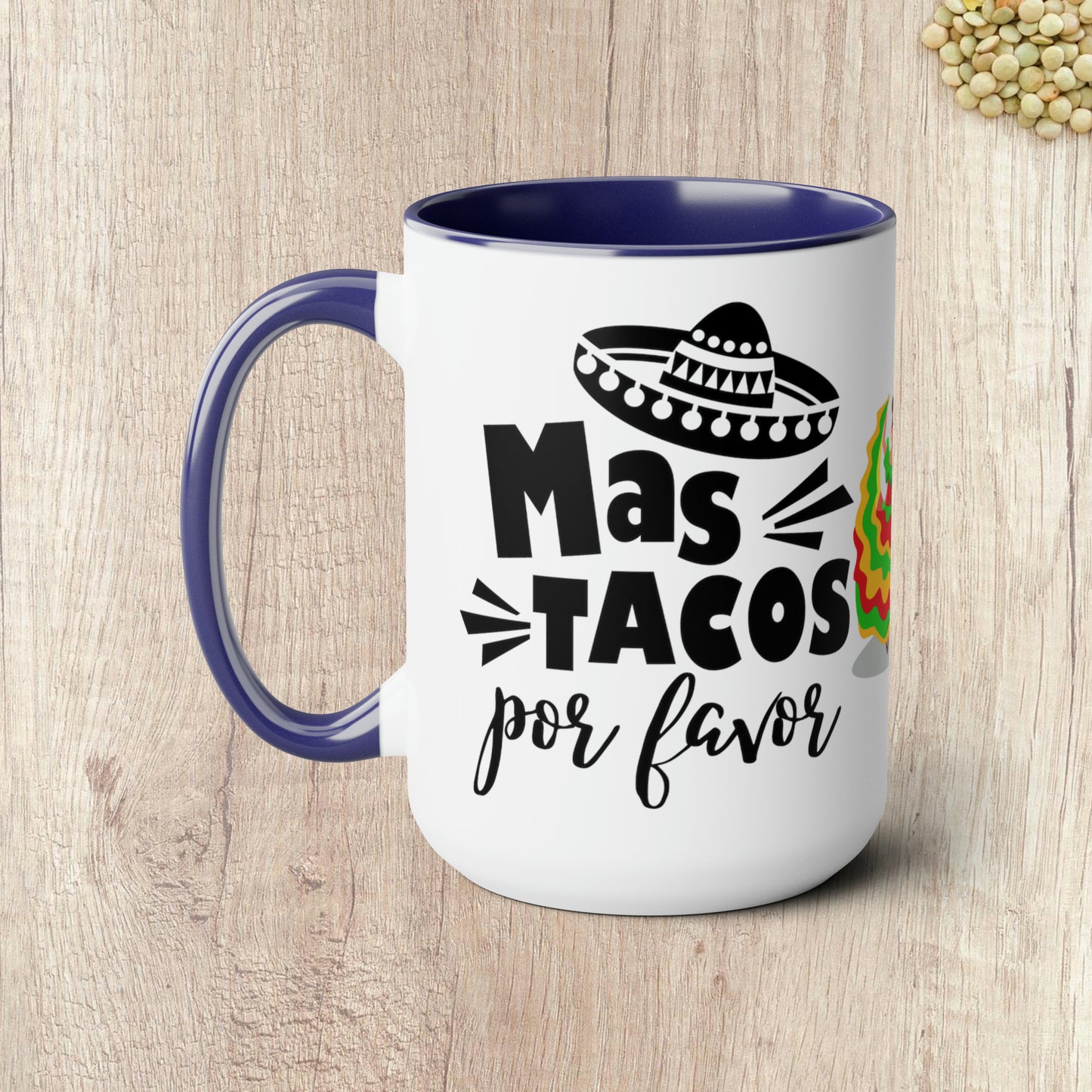 MAS TACOS POR FAVOR - Two-Tone Coffee Mug - 15oz - 5 Color Options