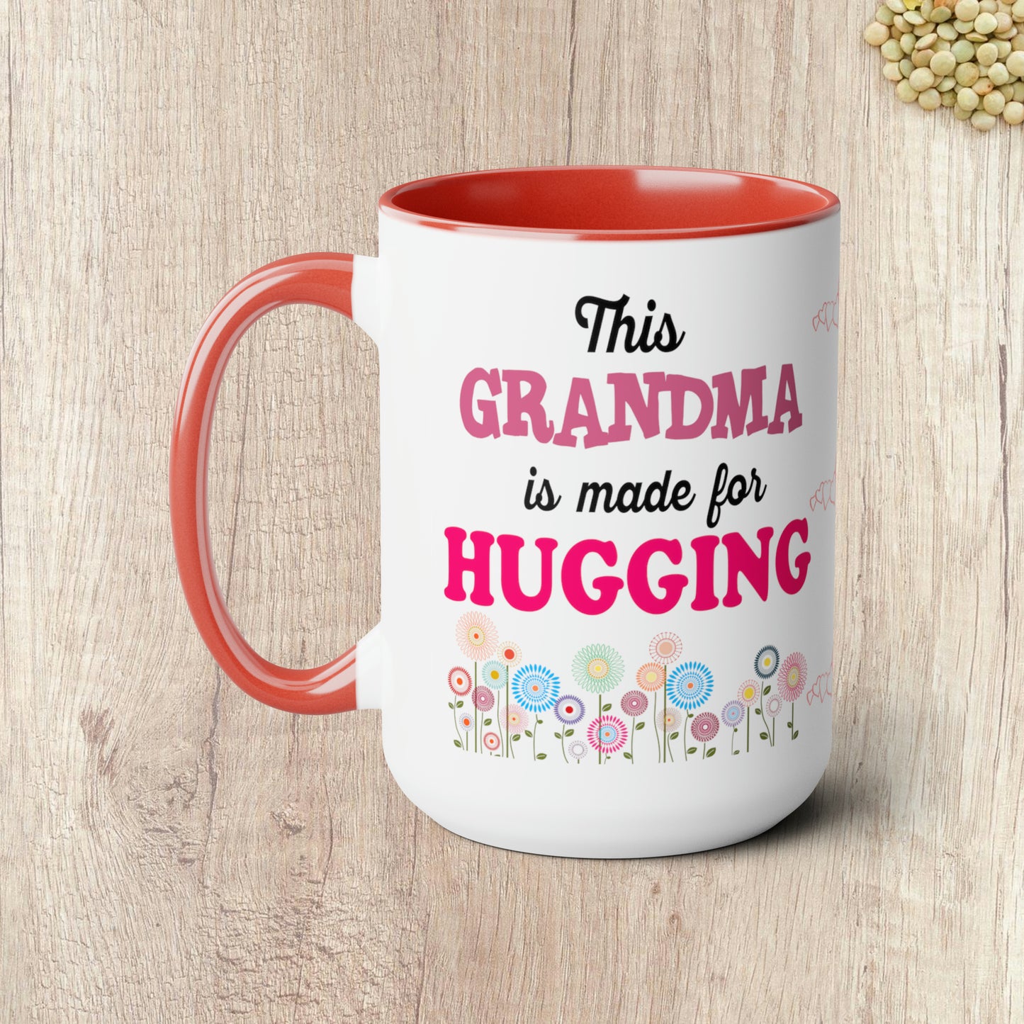 THIS GRANDMA IS MADE FOR HUGGING  - Two-Tone Coffee Mug - 15oz - 5 Color Options