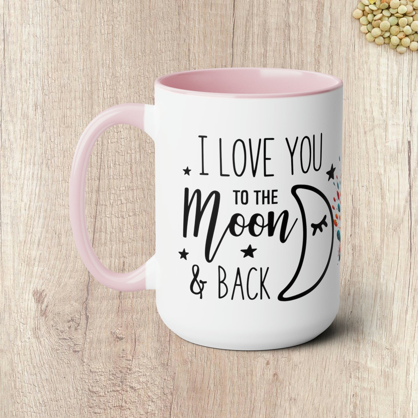 I LOVE YOU TO THE MOON AND BACK - Rocket Ship  - Two-Tone Coffee Mug - 15oz - 5 Color Options