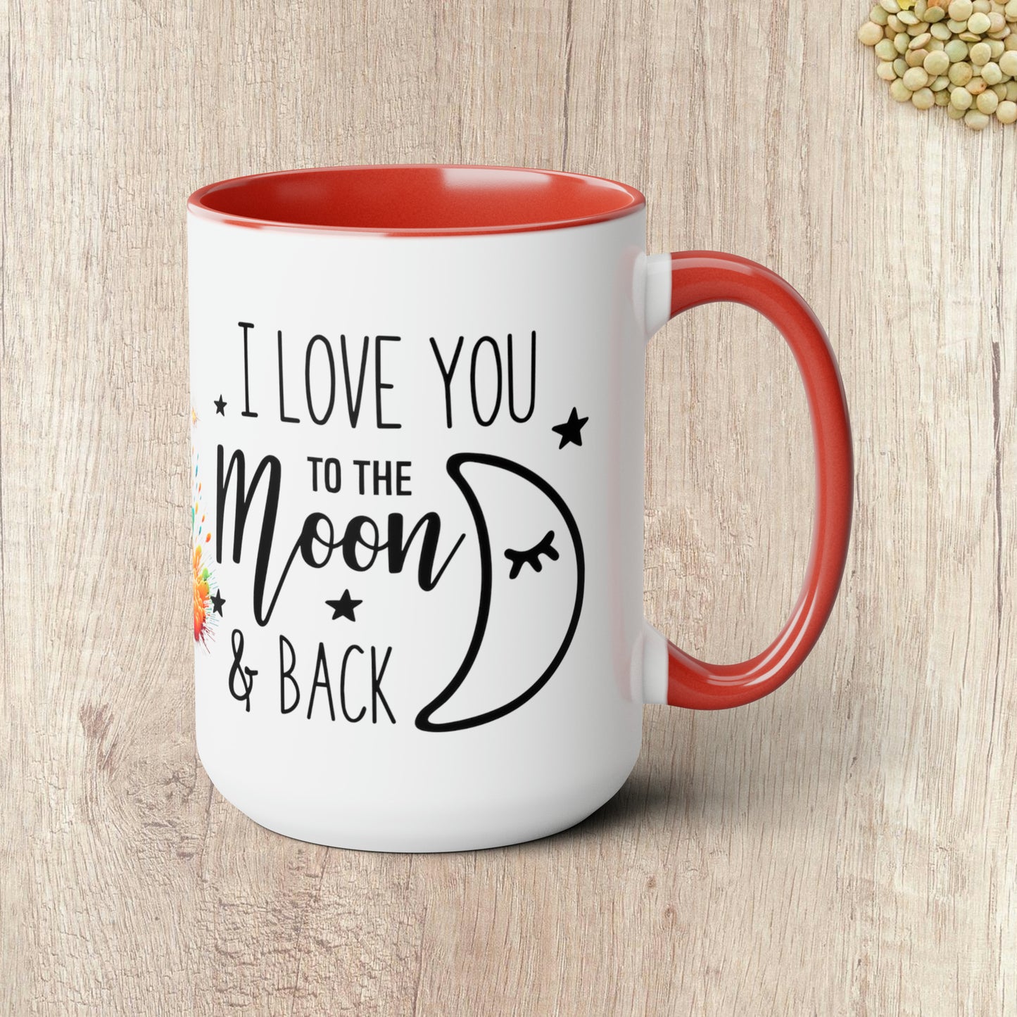 I LOVE YOU TO THE MOON AND BACK - Rocket Ship  - Two-Tone Coffee Mug - 15oz - 5 Color Options