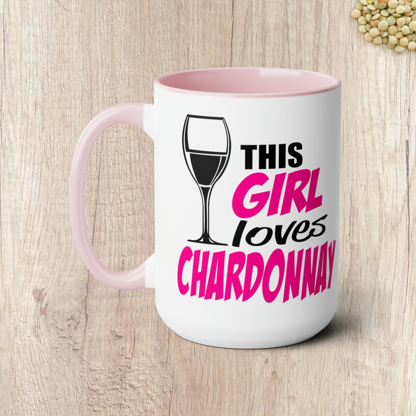 THIS GIRL LOVES CHARDONNAY - Two-Tone Coffee Mug - 15oz - 5 Color Options