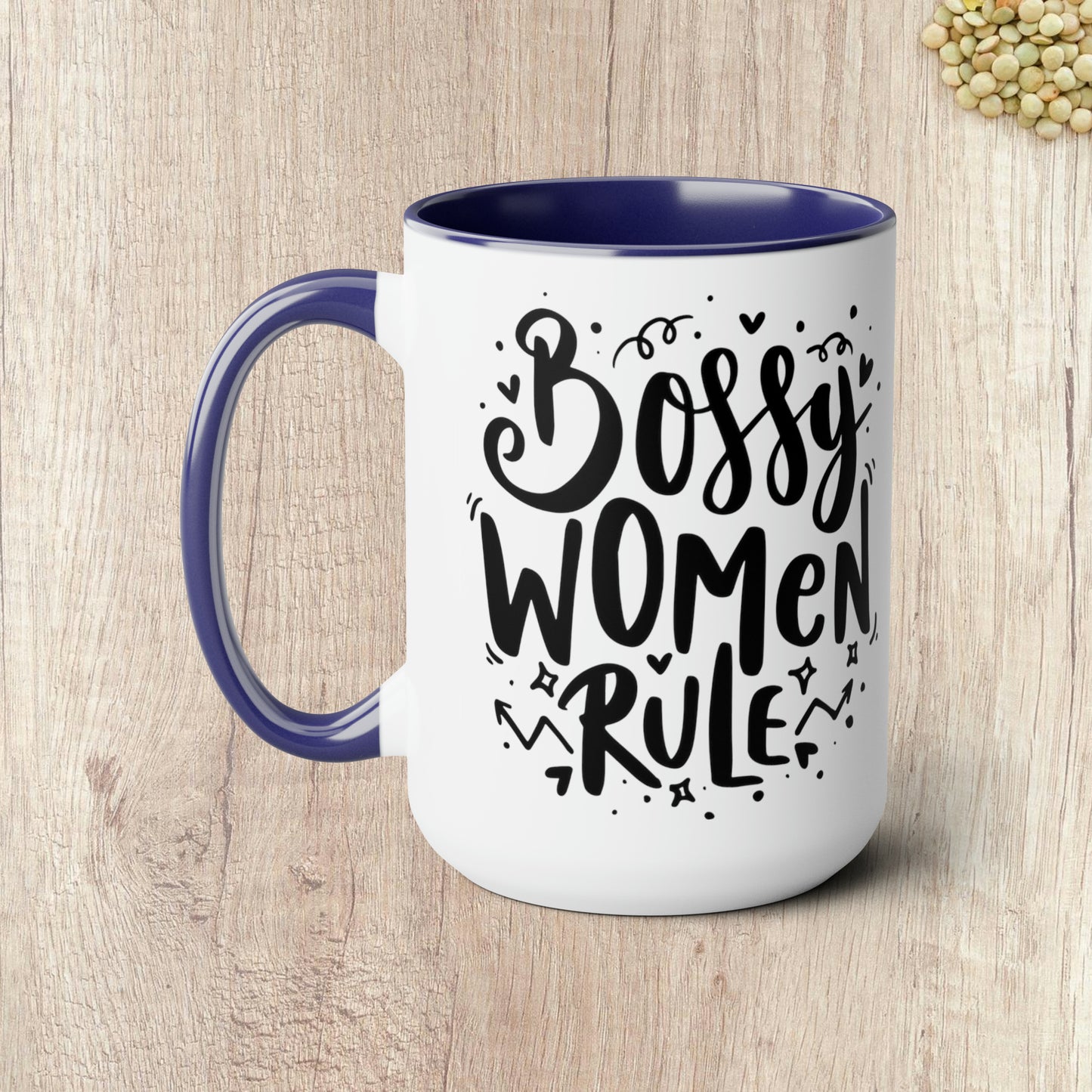 BOSSY WOMEN RULE  - Two-Tone Coffee Mug - 15oz - 5 Color Options