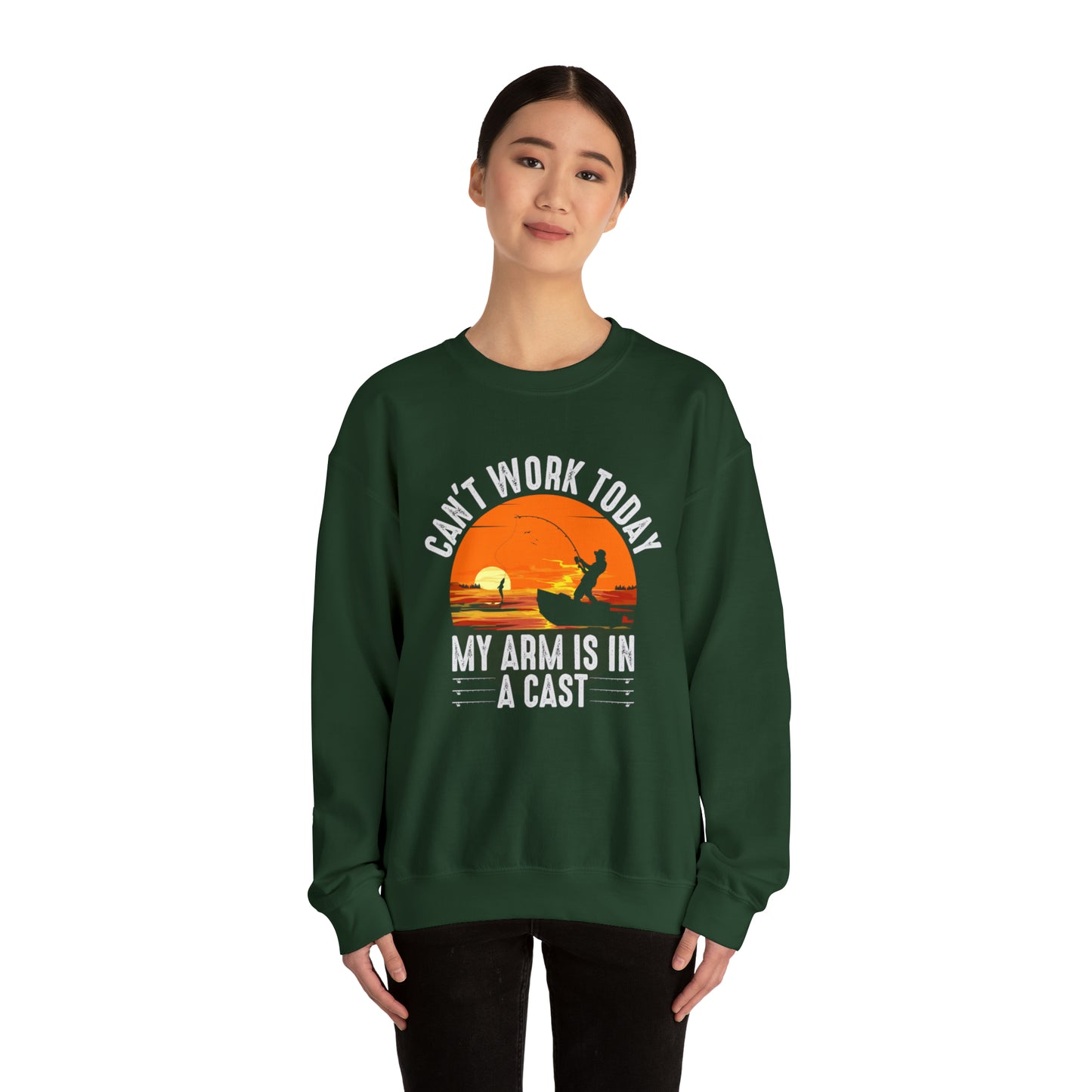 CAN'T WORK TODAY MY ARM IS IN A CAST - Heavy Blend™ Crewneck Sweatshirt - 6 Colors - Sizes to 3XL