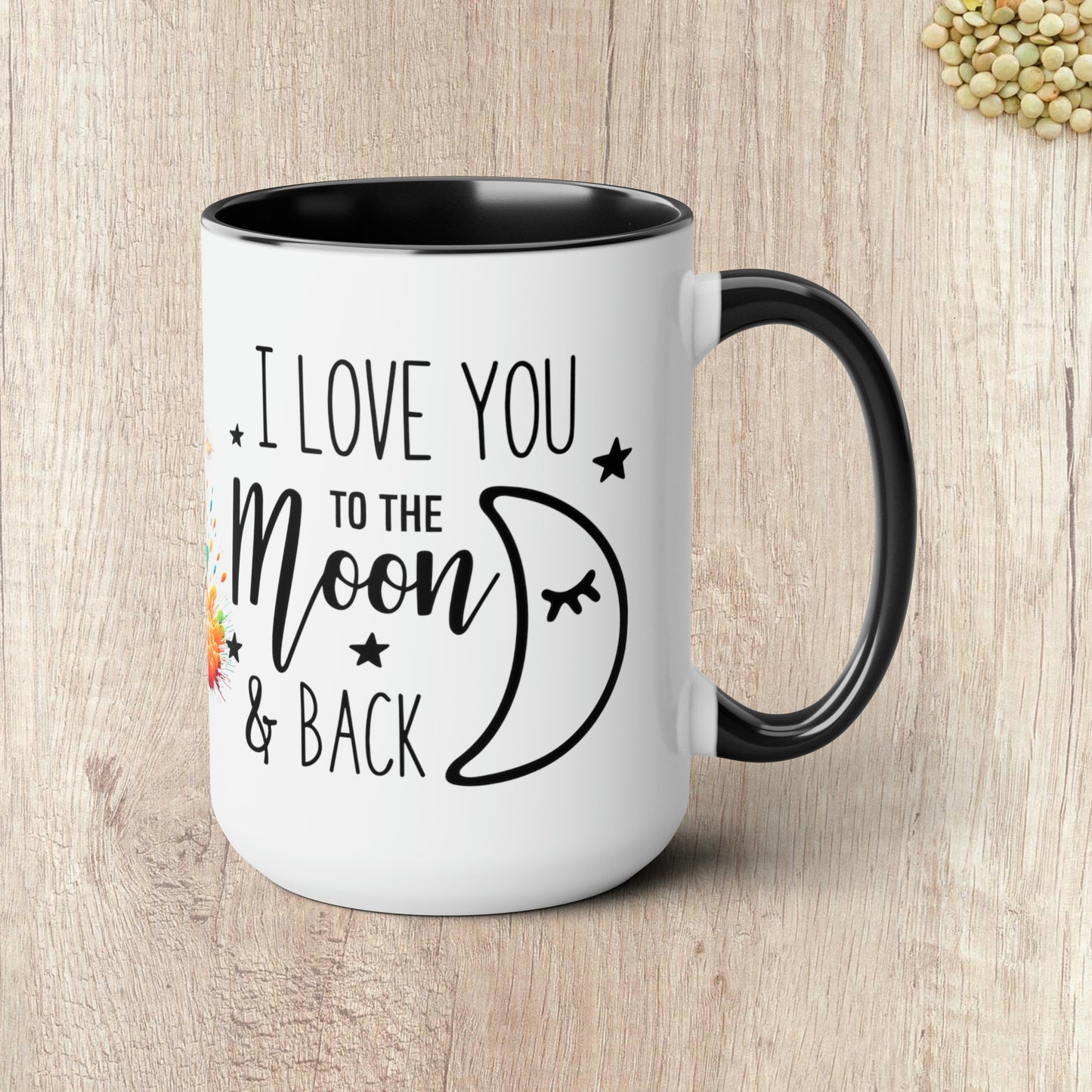 I LOVE YOU TO THE MOON AND BACK - Rocket Ship  - Two-Tone Coffee Mug - 15oz - 5 Color Options