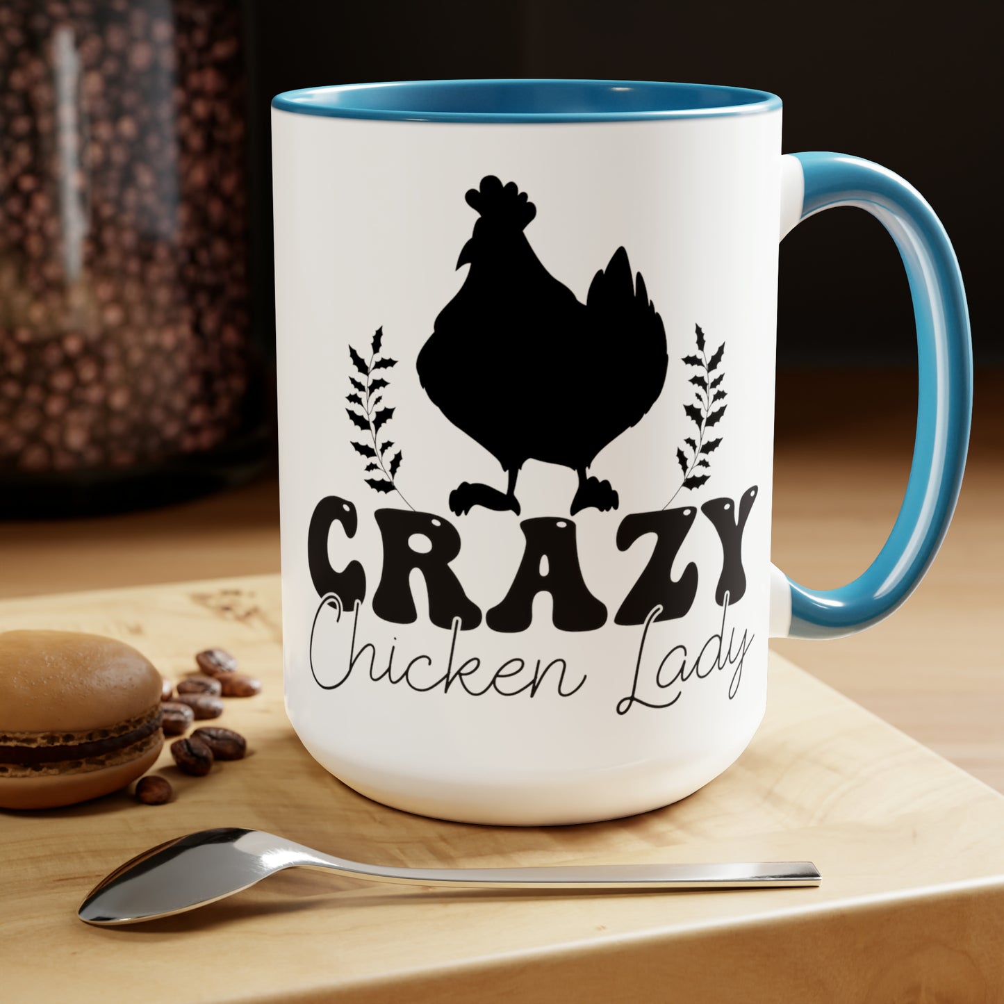 CRAZY CHICKEN LADY  - Two-Tone Coffee Mug - 15oz - 5 Color Options