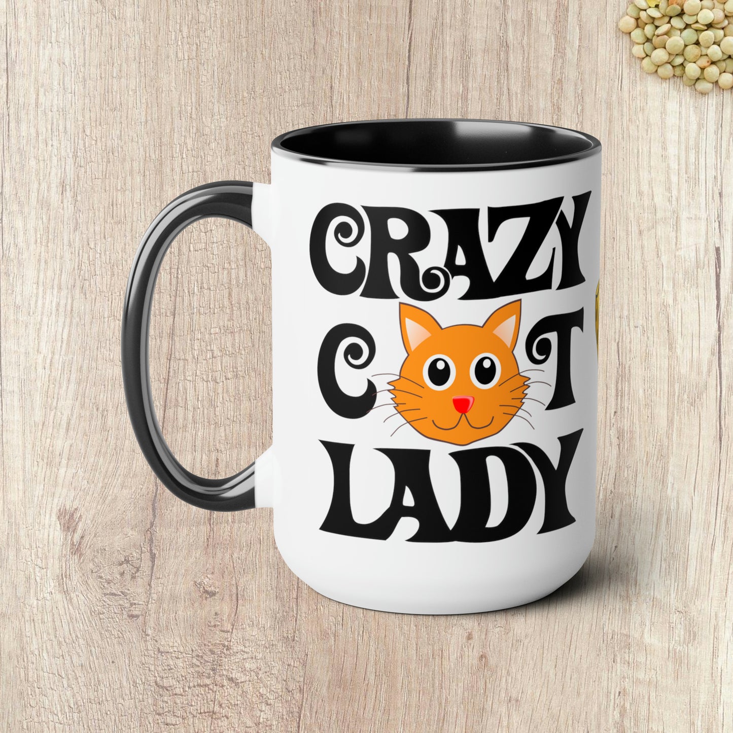 CRAZY CAT LADY - Two-Tone Coffee Mug - 15oz - 5 Color Options