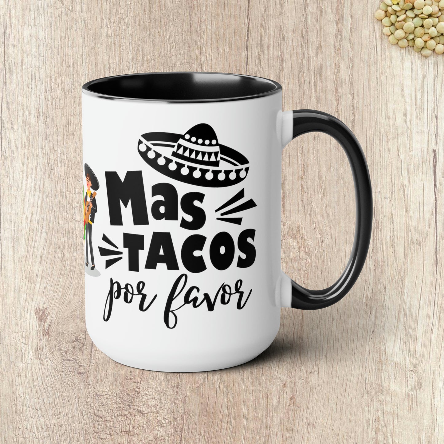 MAS TACOS POR FAVOR - Two-Tone Coffee Mug - 15oz - 5 Color Options