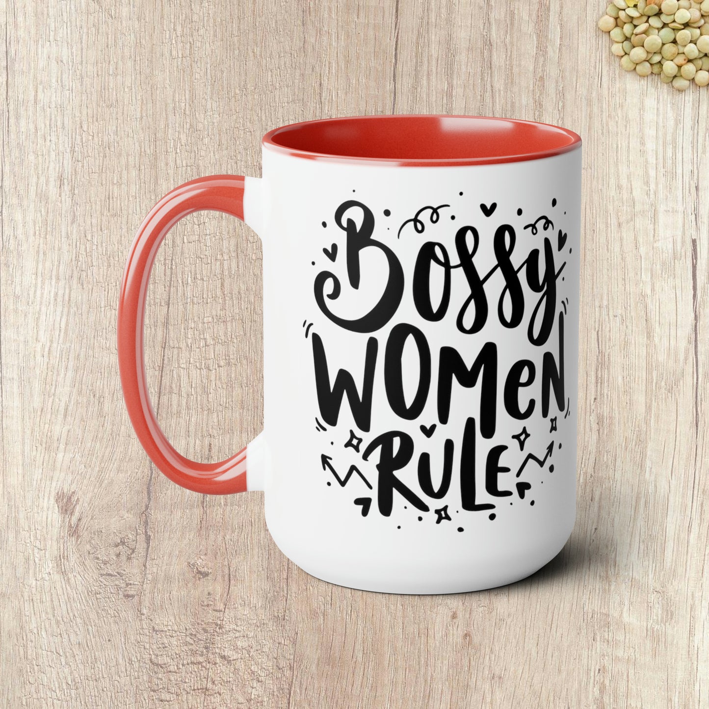 BOSSY WOMEN RULE  - Two-Tone Coffee Mug - 15oz - 5 Color Options