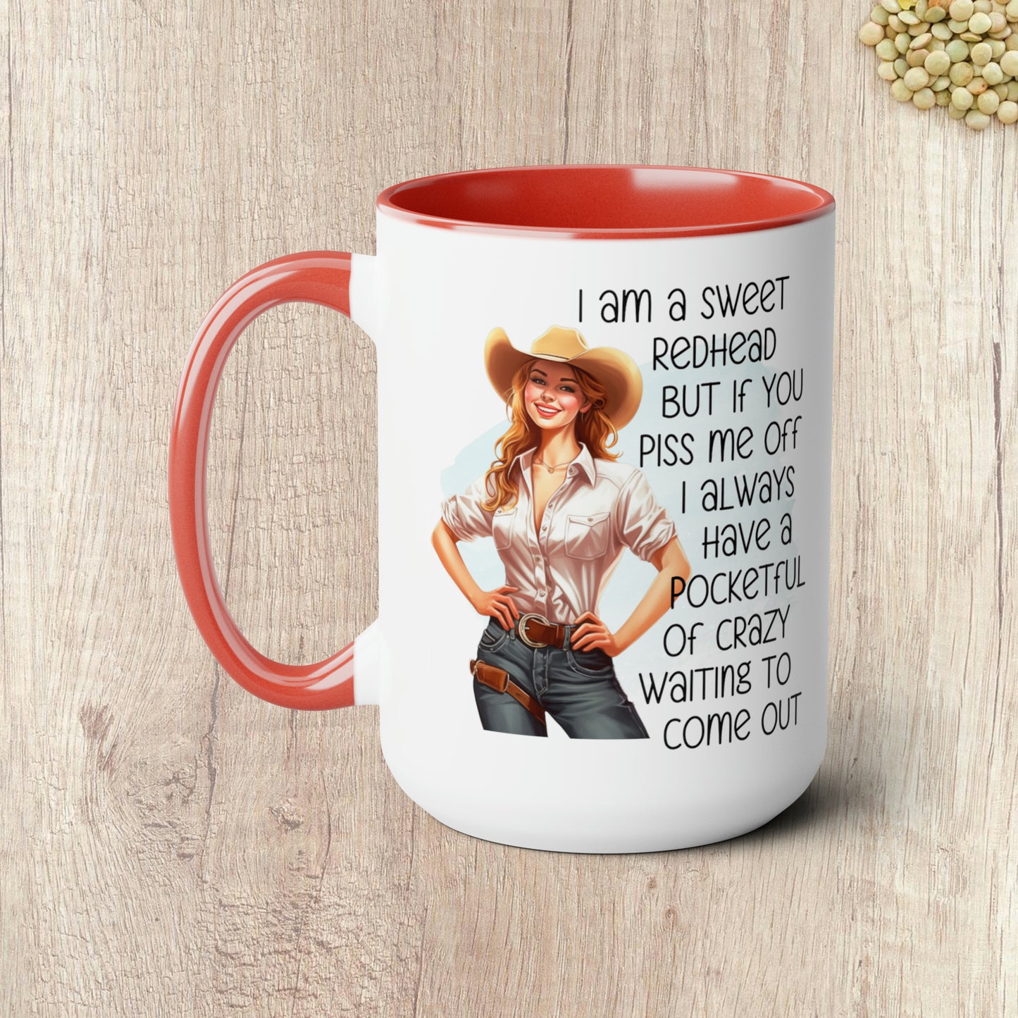 SWEET REDHEAD  - Two-Tone Coffee Mug - 15oz - 5 Color Options