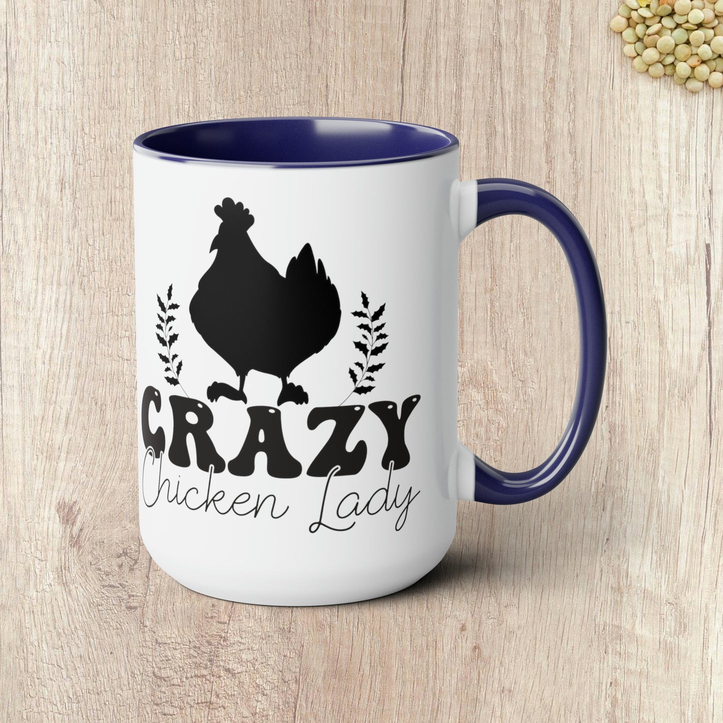 CRAZY CHICKEN LADY  - Two-Tone Coffee Mug - 15oz - 5 Color Options