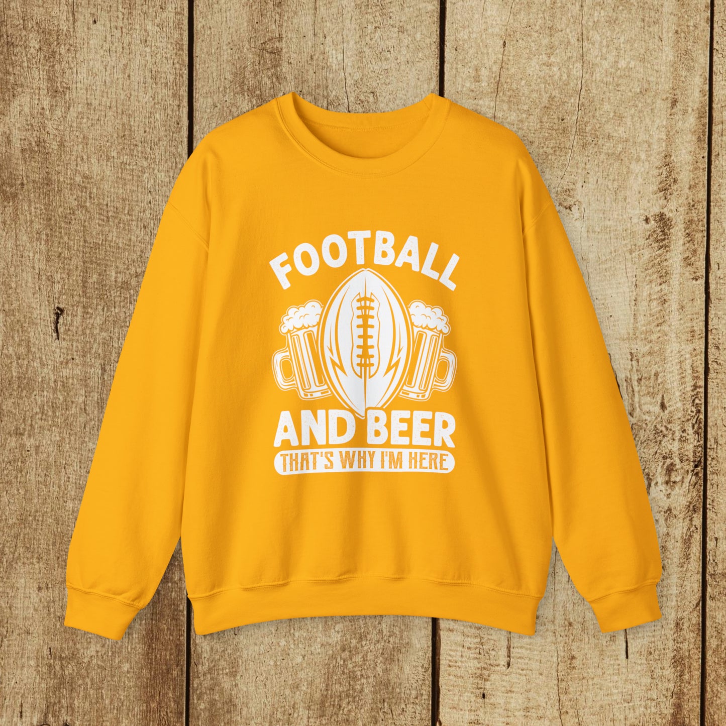 FOOTBALL AND BEER - THAT'S WHY I'M HERE  - MEN - Heavy Blend™ Crewneck Sweatshirt - 12 Colors - Sizes to 3XL