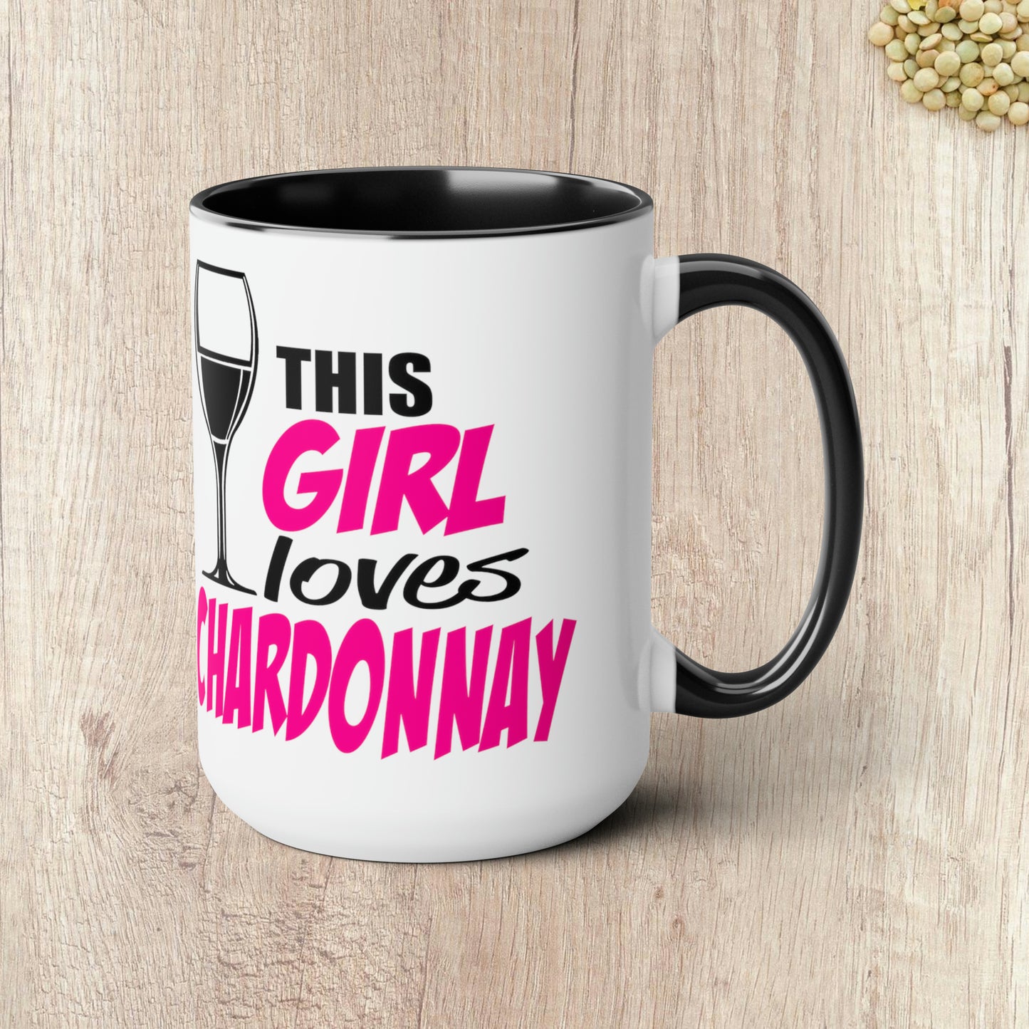 THIS GIRL LOVES CHARDONNAY - Two-Tone Coffee Mug - 15oz - 5 Color Options