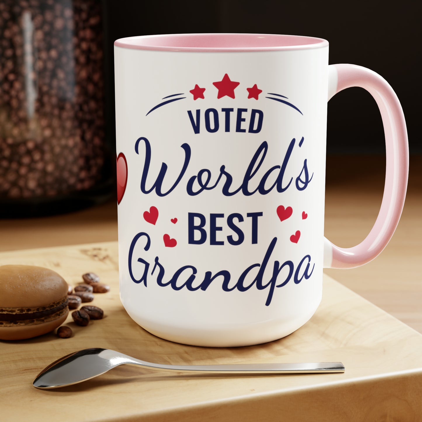 VOTED WORLD'S BEST GRANDPA - Two-Tone Coffee Mug - 15oz - 5 Color Options