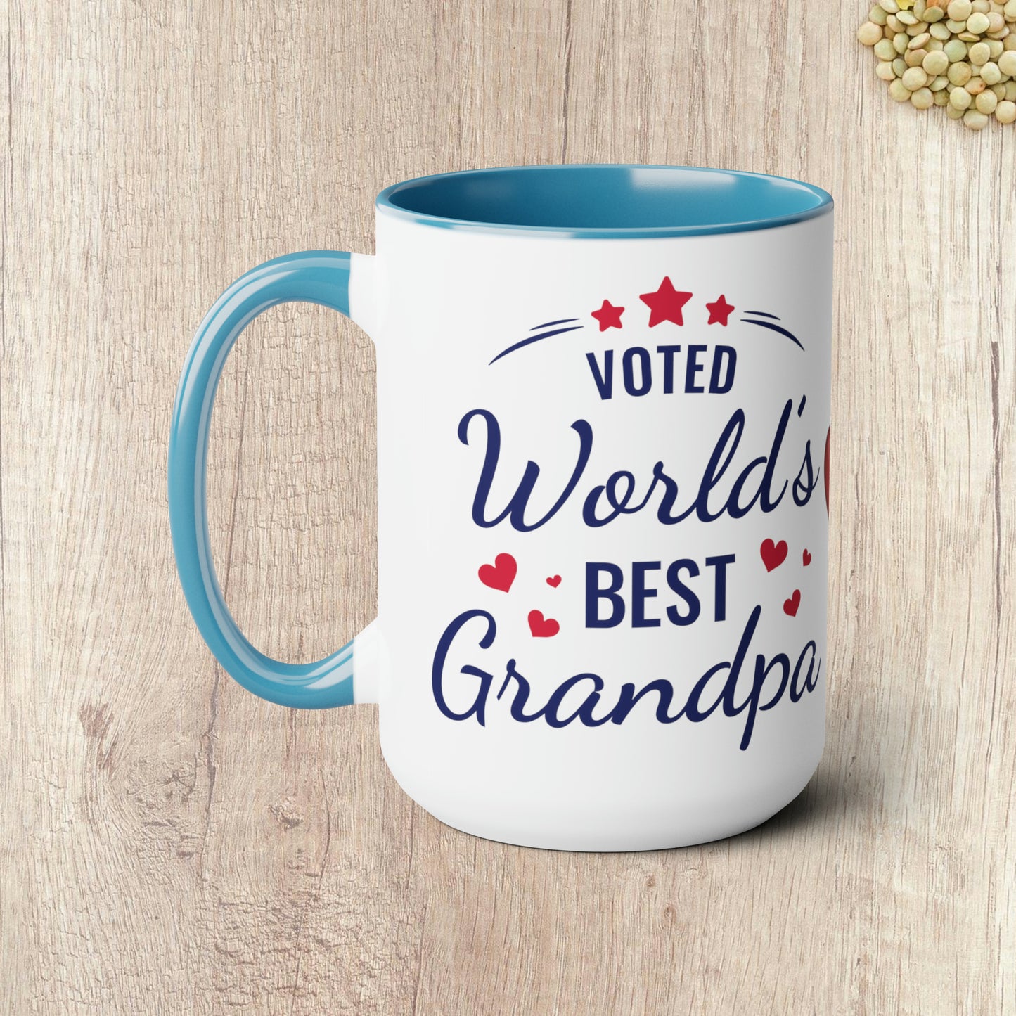 VOTED WORLD'S BEST GRANDPA - Two-Tone Coffee Mug - 15oz - 5 Color Options