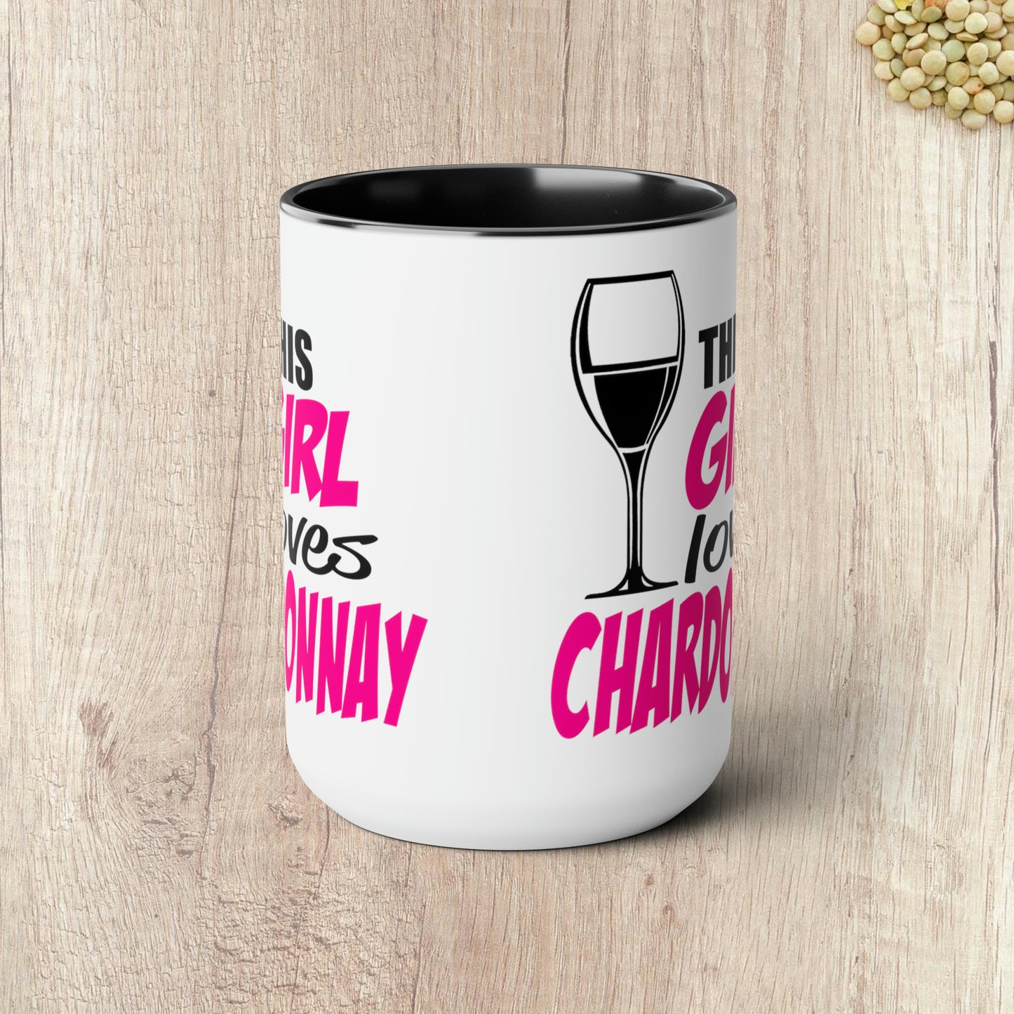 THIS GIRL LOVES CHARDONNAY - Two-Tone Coffee Mug - 15oz - 5 Color Options